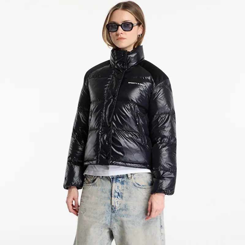 Jakna Sporty & Rich Bold Logo Mountain Puffer Black/Black