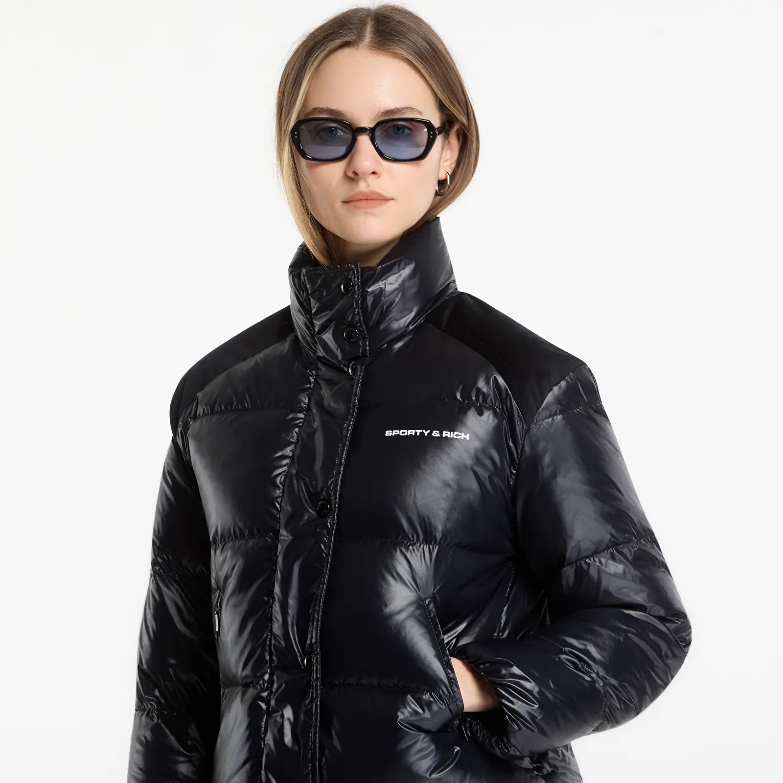 Bundy Sporty & Rich Bold Logo Mountain Puffer Black/Black