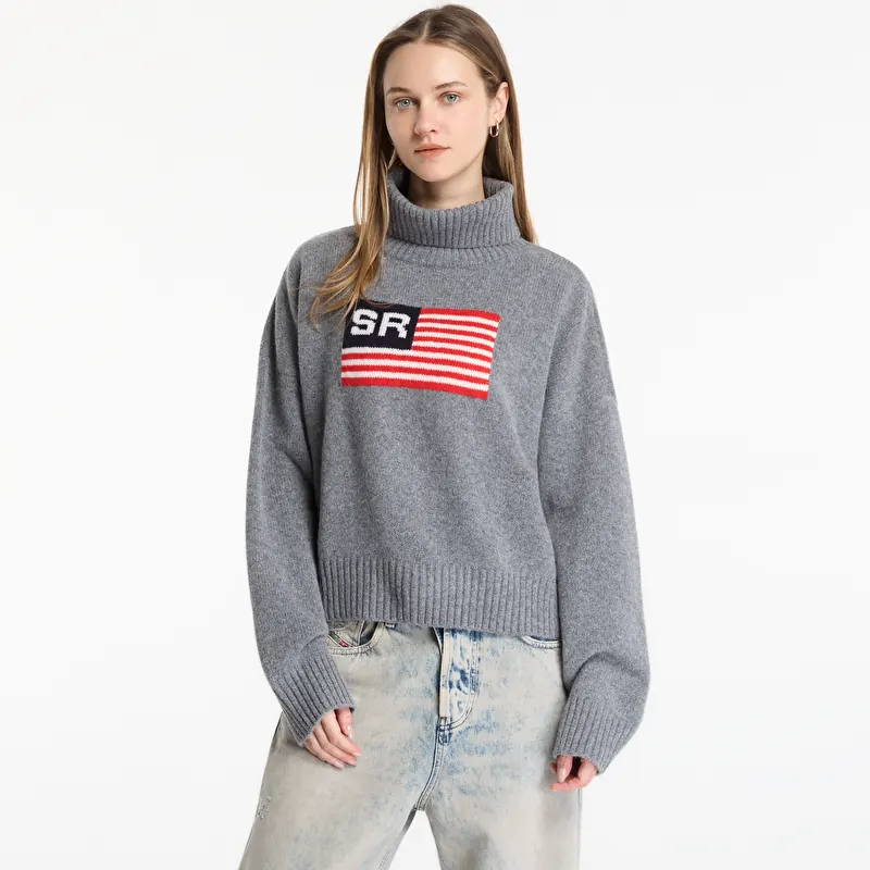 Džemper Sporty & Rich SR Flag Wool Turtleneck Medium Heather Gray