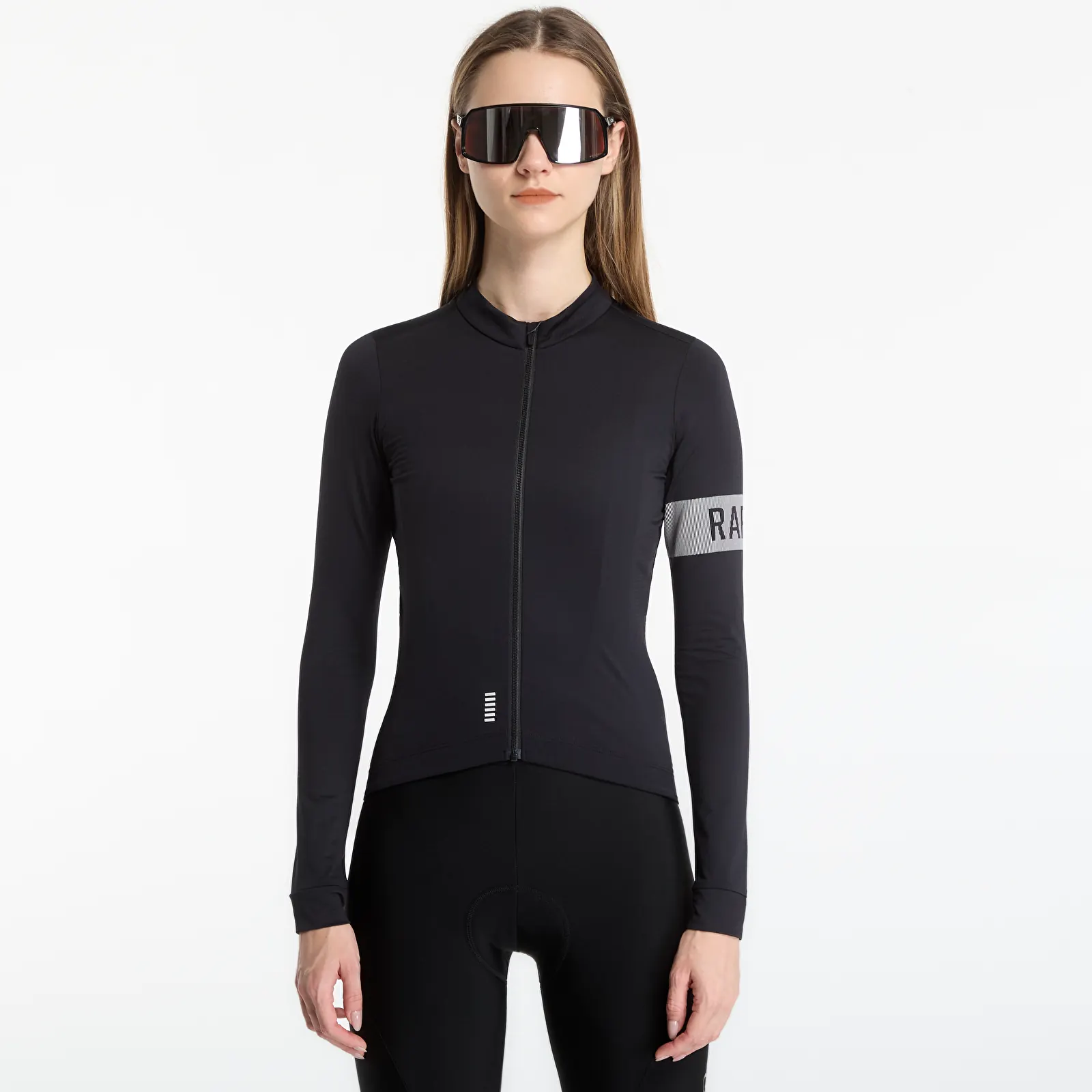 Trikots Rapha Women's Pro Team Long Sleeve Midweight Jersey Black/ White
