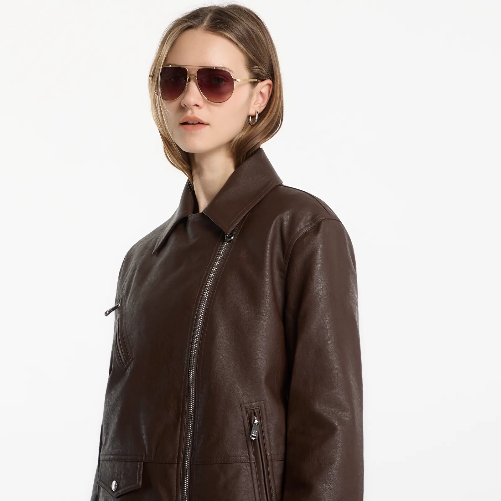 Joped Calvin Klein Jeans Faux Leather Moto Brown Cork