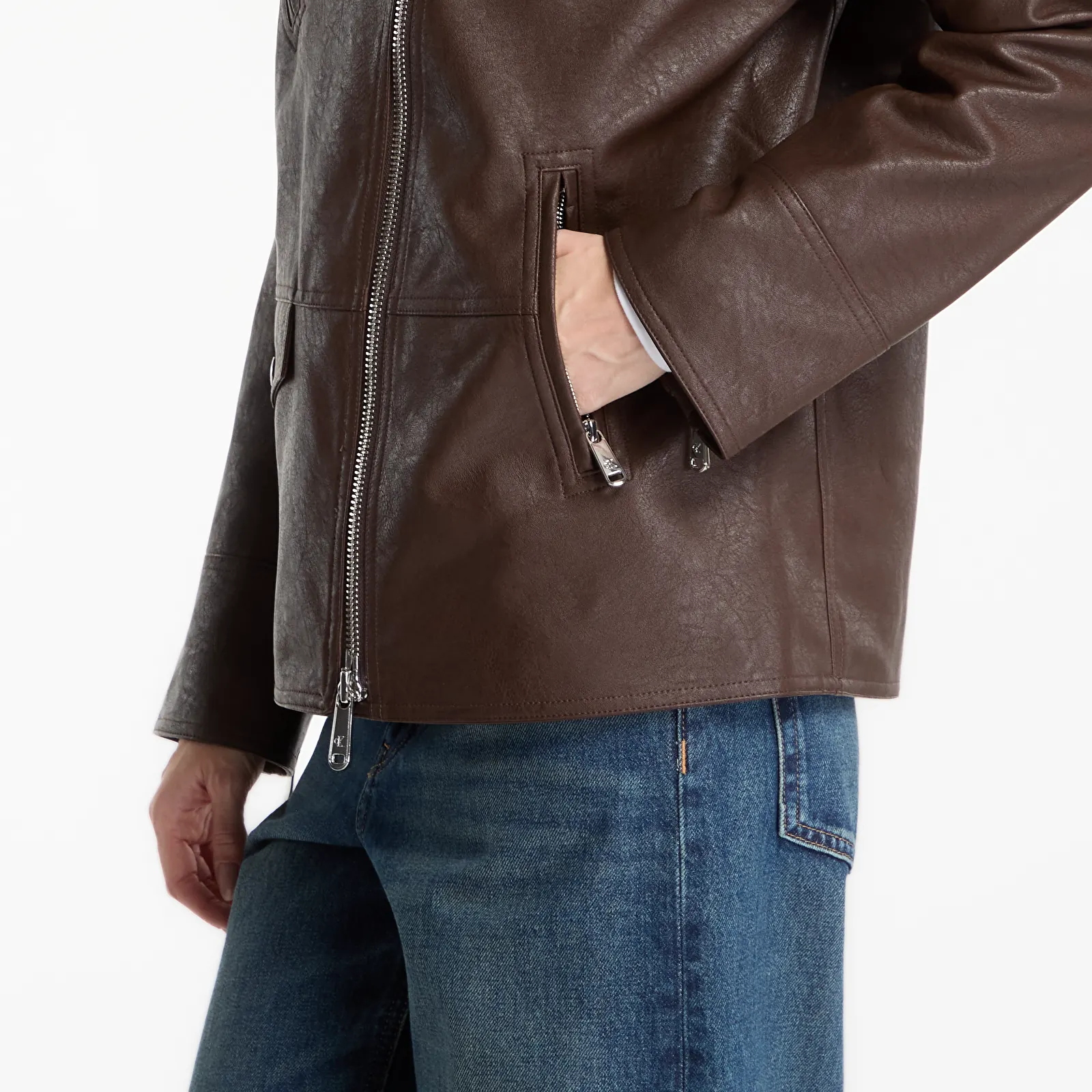 Joped Calvin Klein Jeans Faux Leather Moto Brown Cork