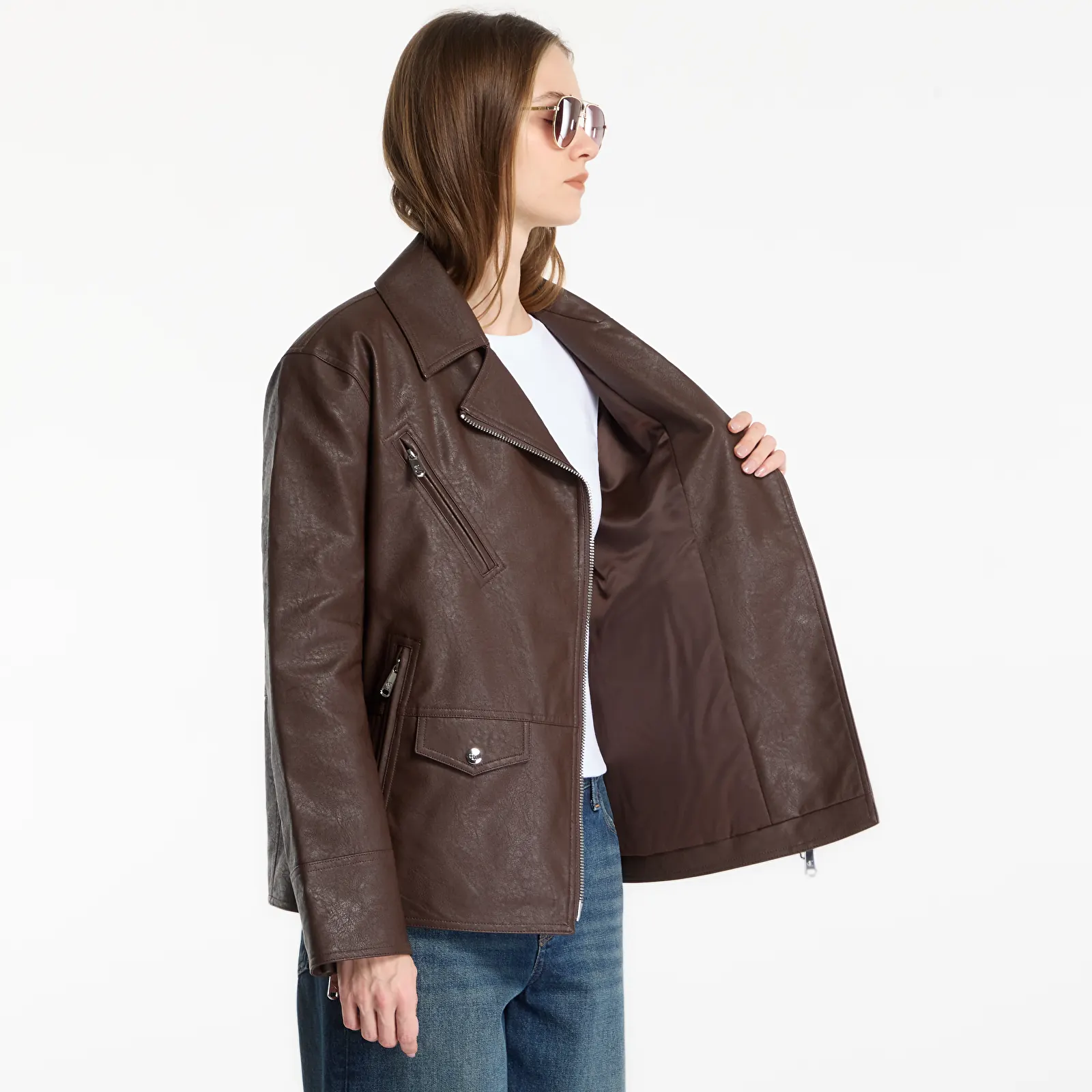 Joped Calvin Klein Jeans Faux Leather Moto Brown Cork