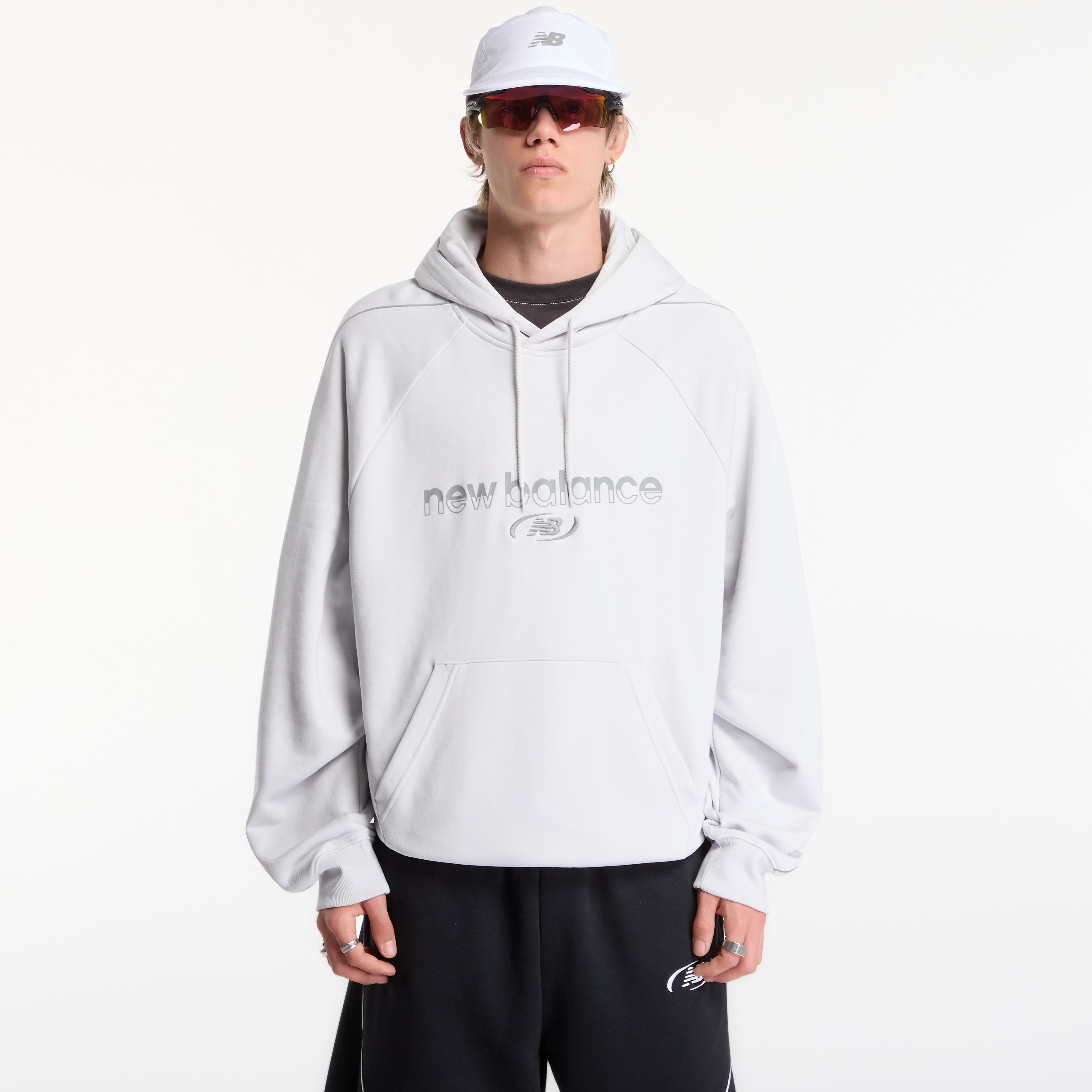 Mikina New Balance Trackside French Terry Hoodie Grey Matter M