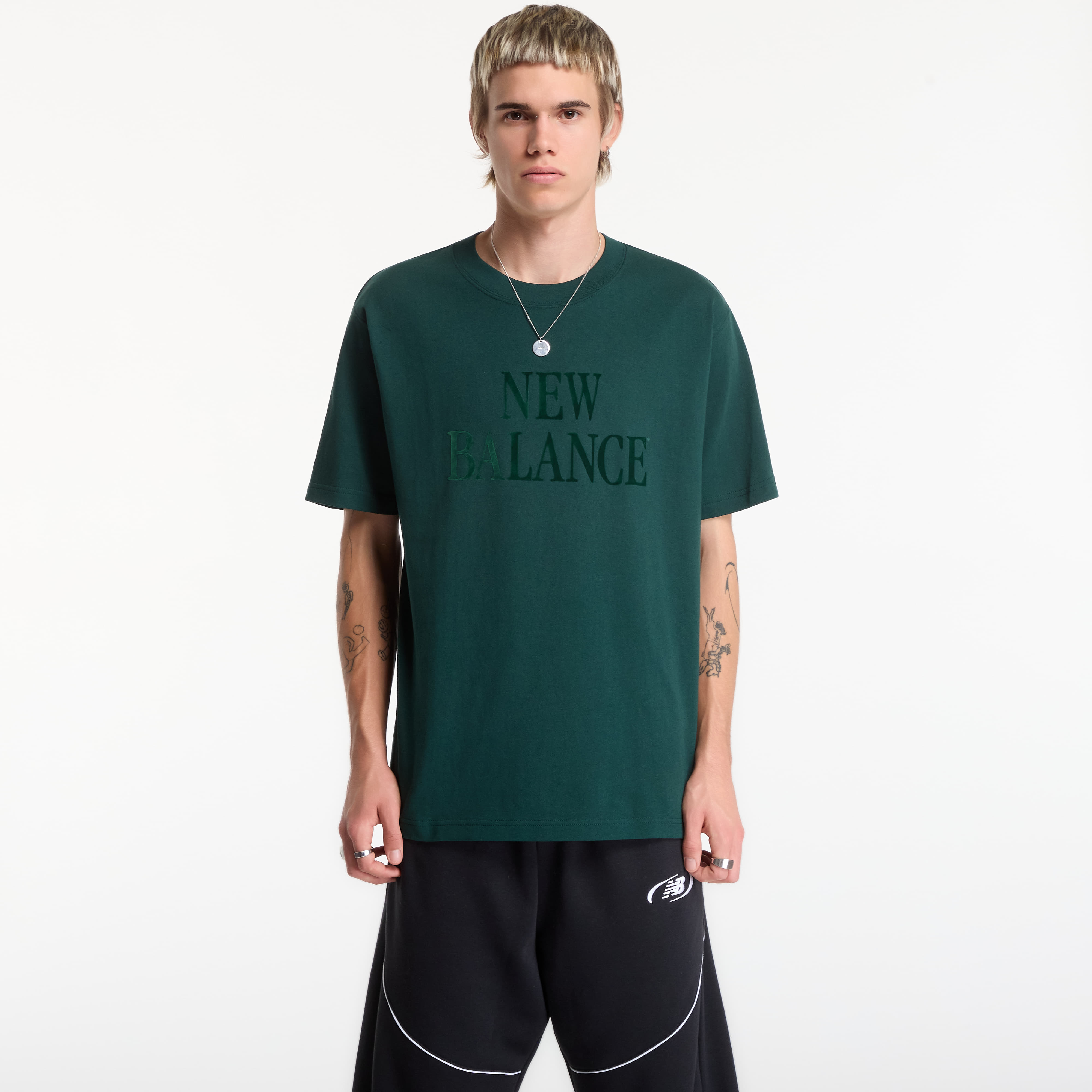 Тениска New Balance Athletics Flocked Logo T-Shirt Nordic Green XXL