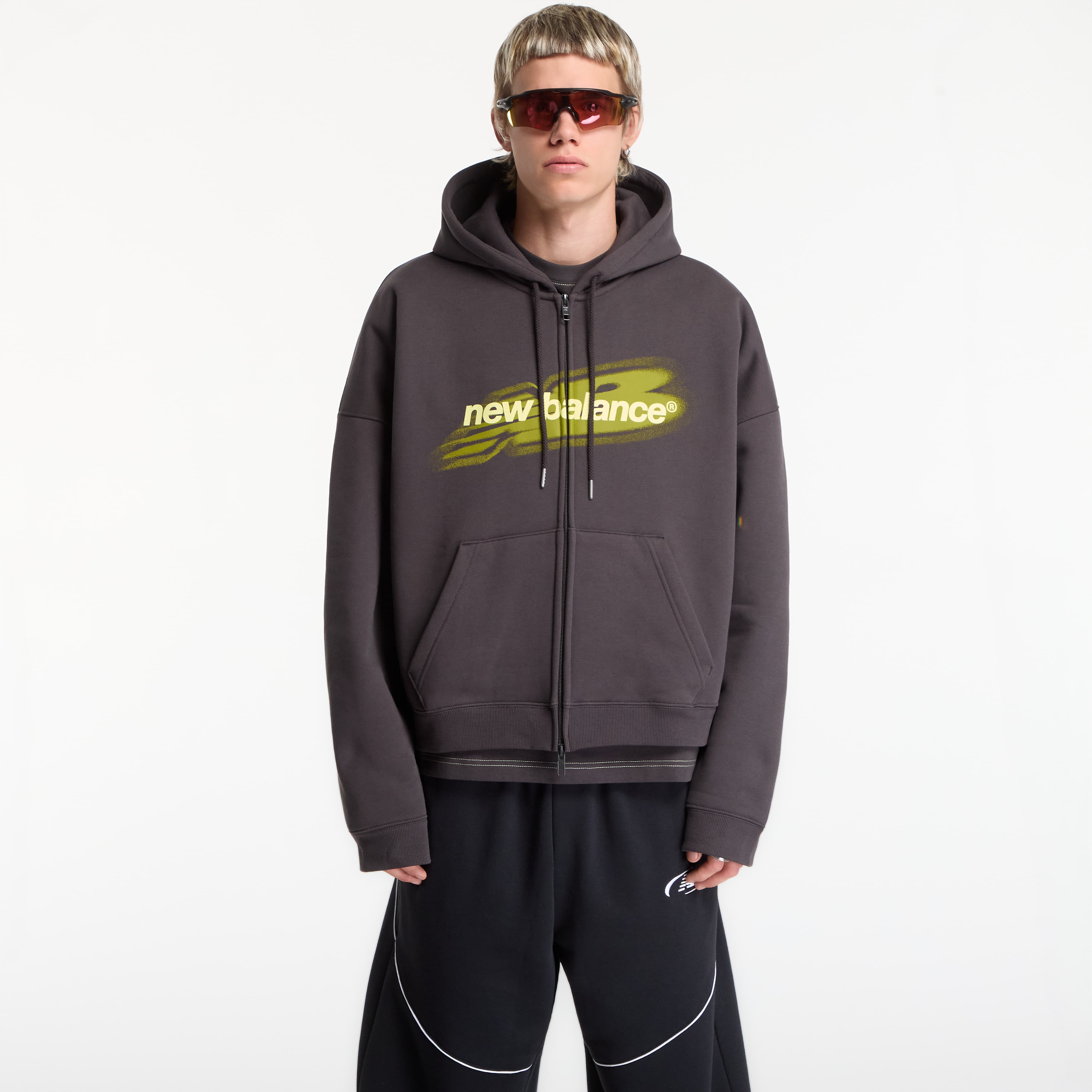 Sweatshirt New Balance Street Classics Distort FZ Hood Black Cement XL