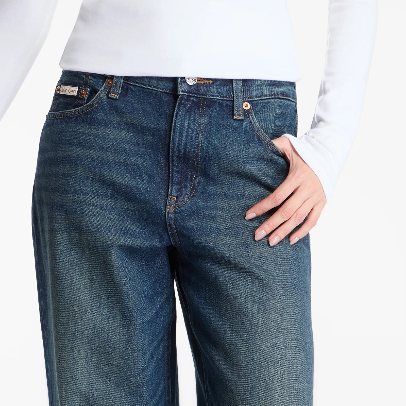 Jeans hlače Calvin Klein Low Rise Baggy Blue