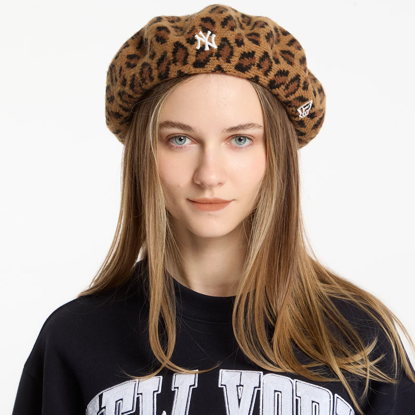 Hatter New Era Beret MLB Leopard New York Yankees Stone/ Black