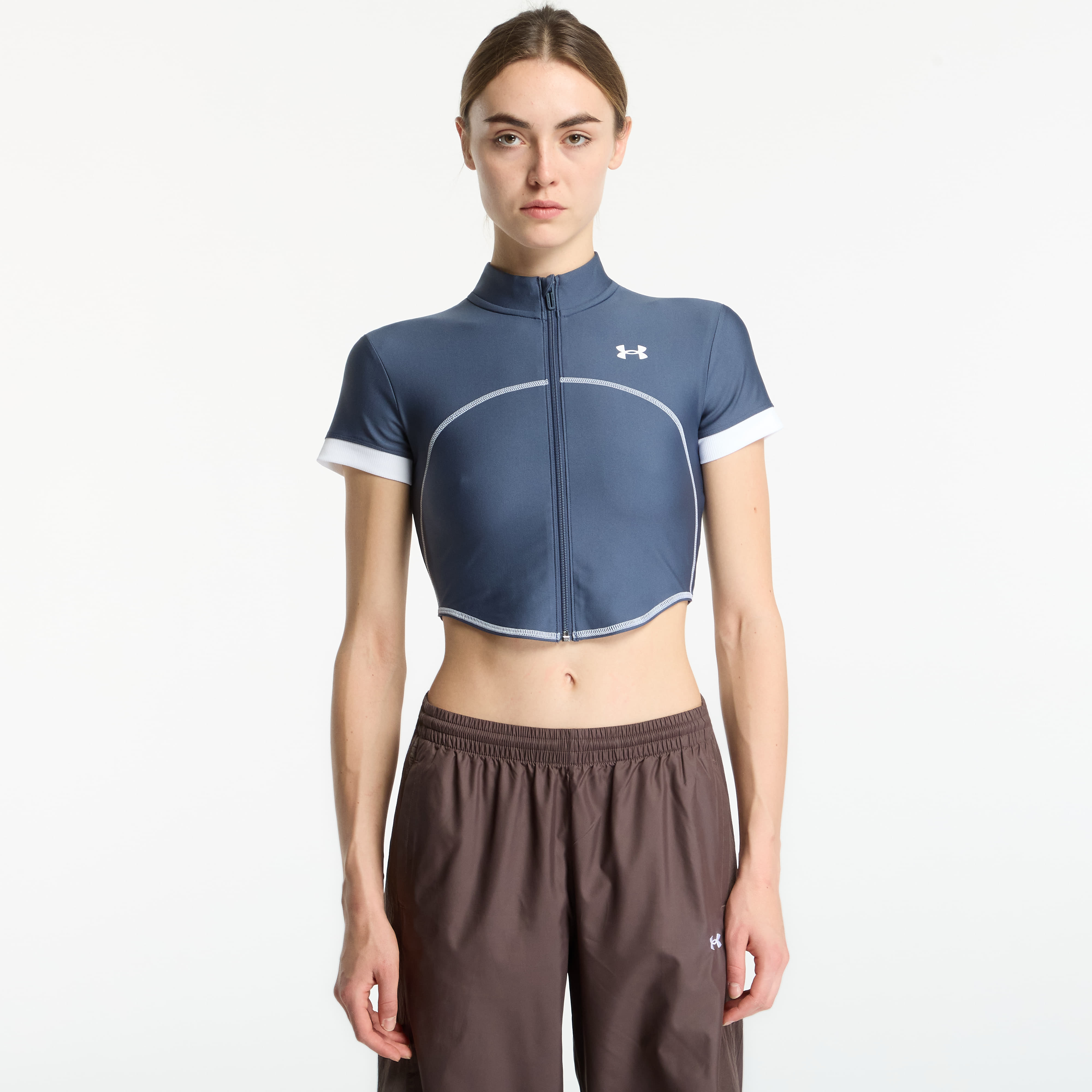 Тениска Under Armour Heatgear Novelty SS FZ Downpour Gray/ White S