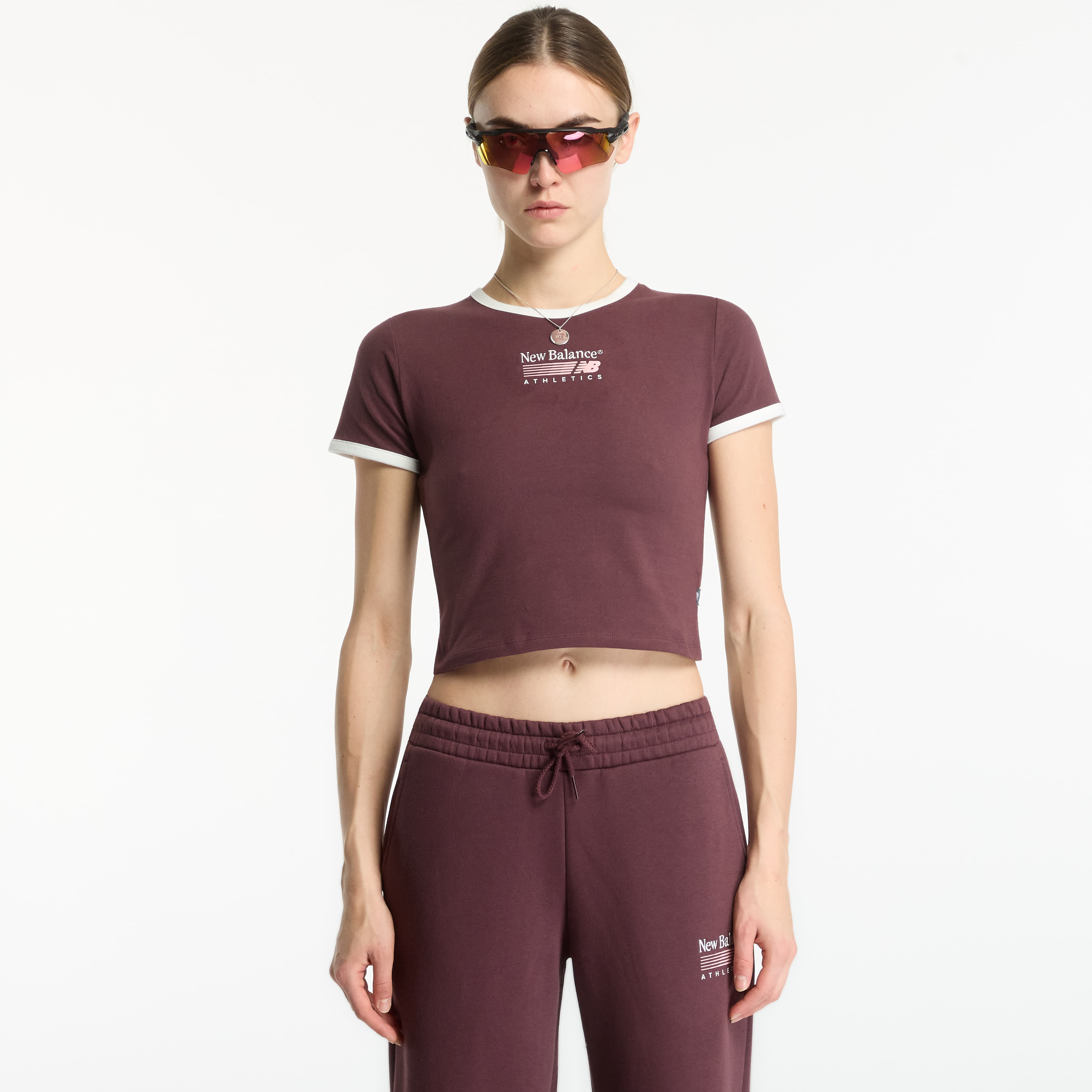 T-shirt New Balance Trackside Ringer T-Shirt Cherry Leather XS