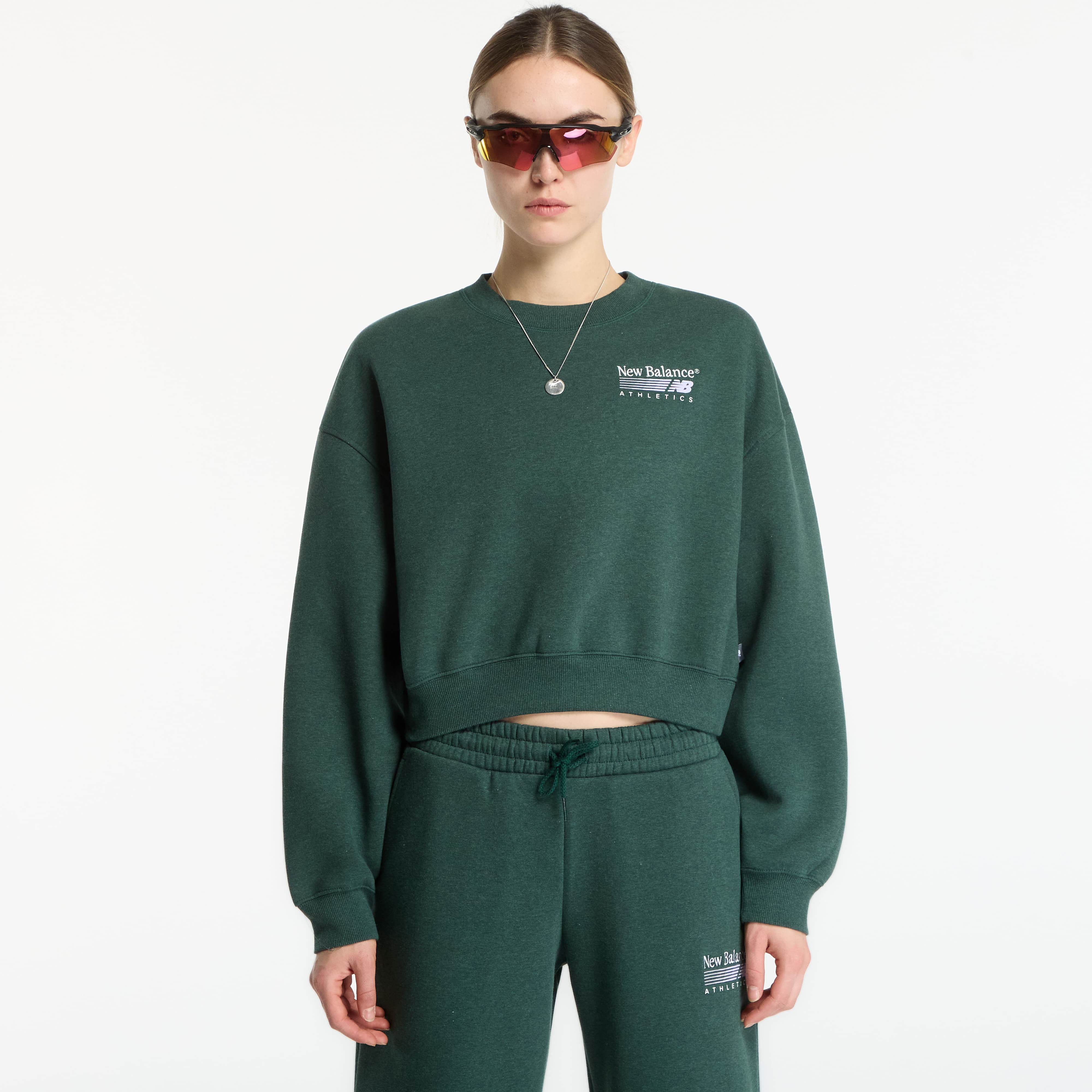 Sweatshirt New Balance Trackside Fleece Crew Nordic Green Heather M