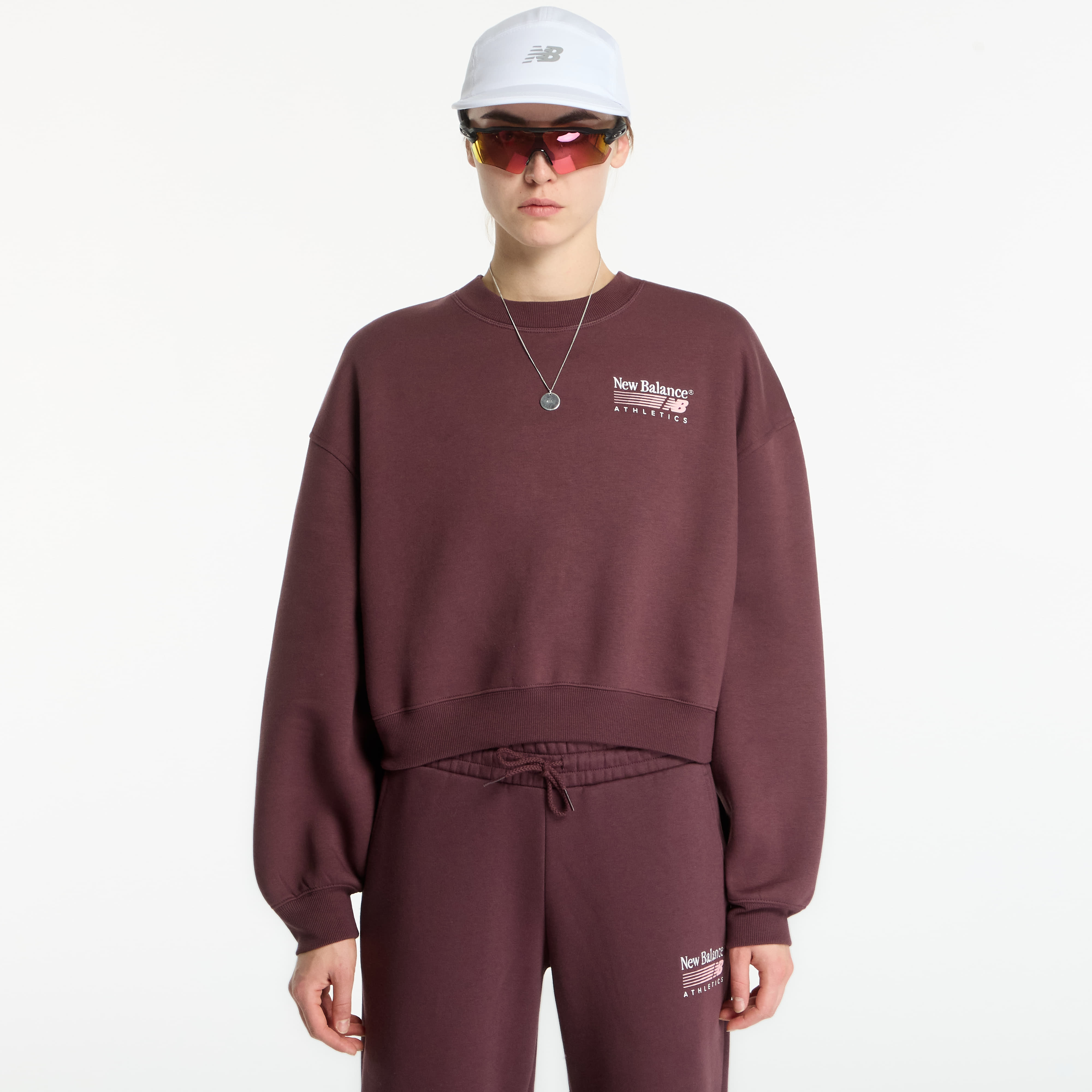 Sweatshirt New Balance Trackside Fleece Crew Cherry Leather M