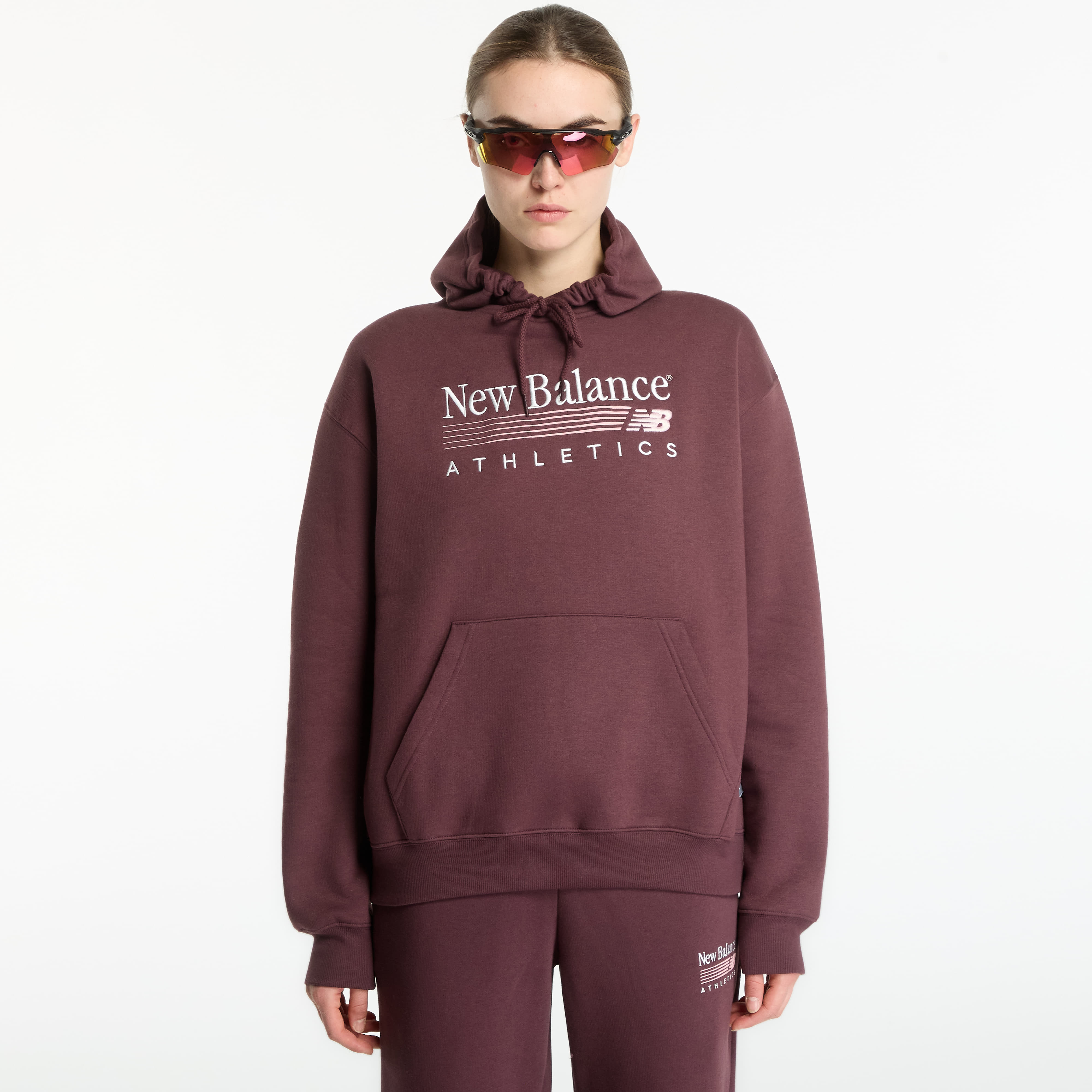 Sweatshirt New Balance Trackside Fleece Hoodie Cherry Leather XS