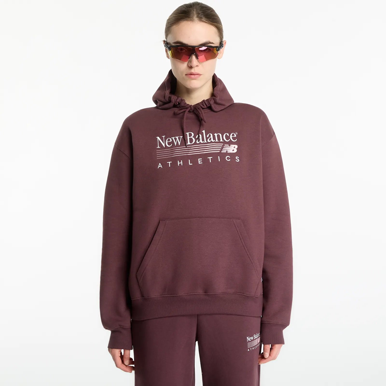 Суичърти New Balance Trackside Fleece Hoodie Cherry Leather