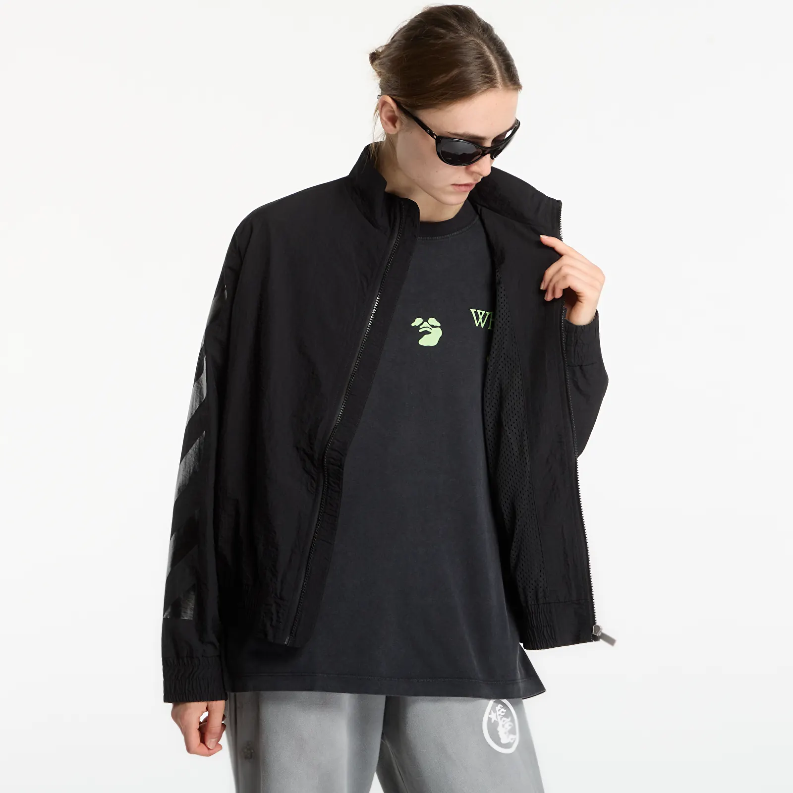 Coach Jackets Off-White Glossy Arrow Nylon Relax Tracktop UNISEX Black