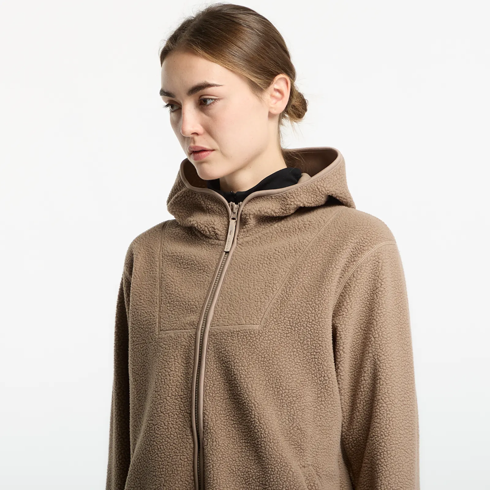 Mikiny Craft Join Pile Fleece FZ Hood Brown