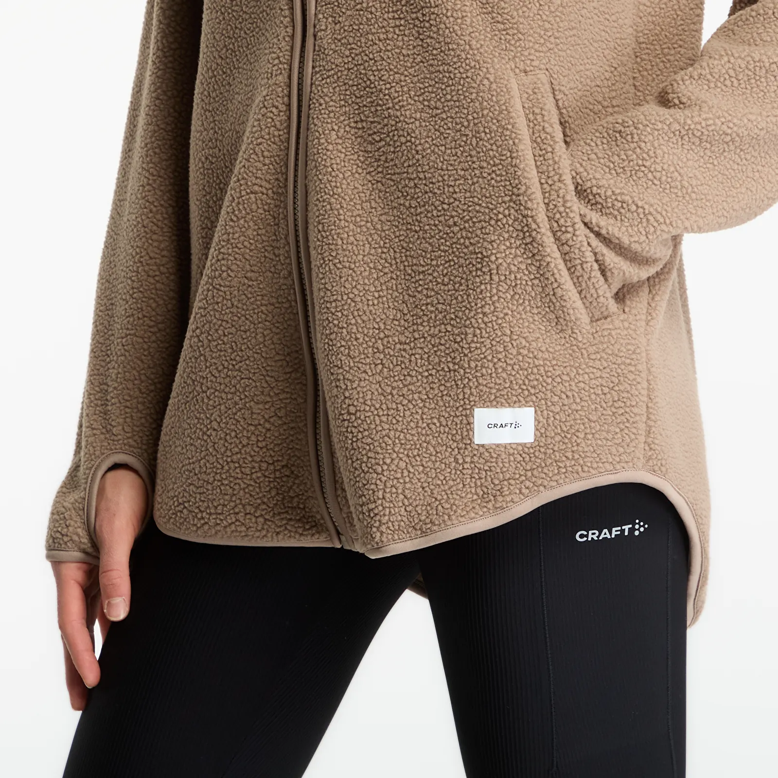 Mikiny Craft Join Pile Fleece FZ Hood Brown