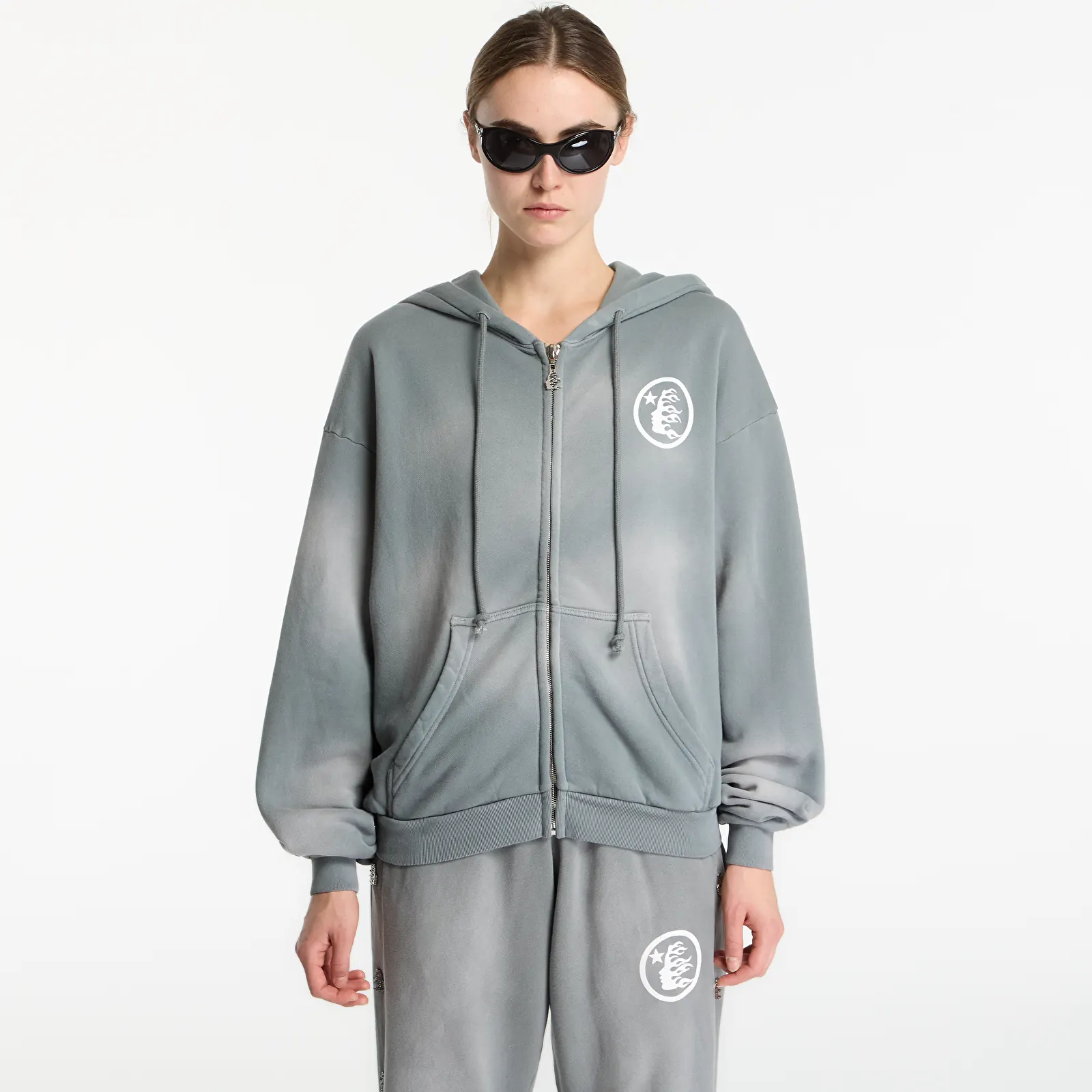 Hoodies and sweatshirts  Hellstar Logo Zip-Up UNISEX Grey