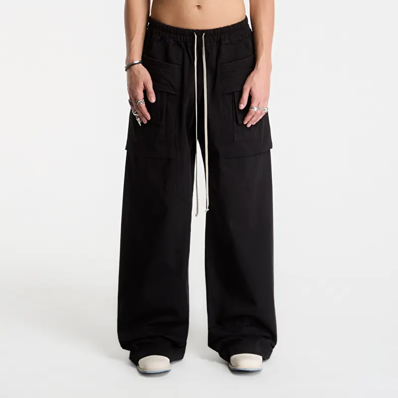 Rick Owens DRKSHDW Creatch Wide Cargo Drawstring Pants Black