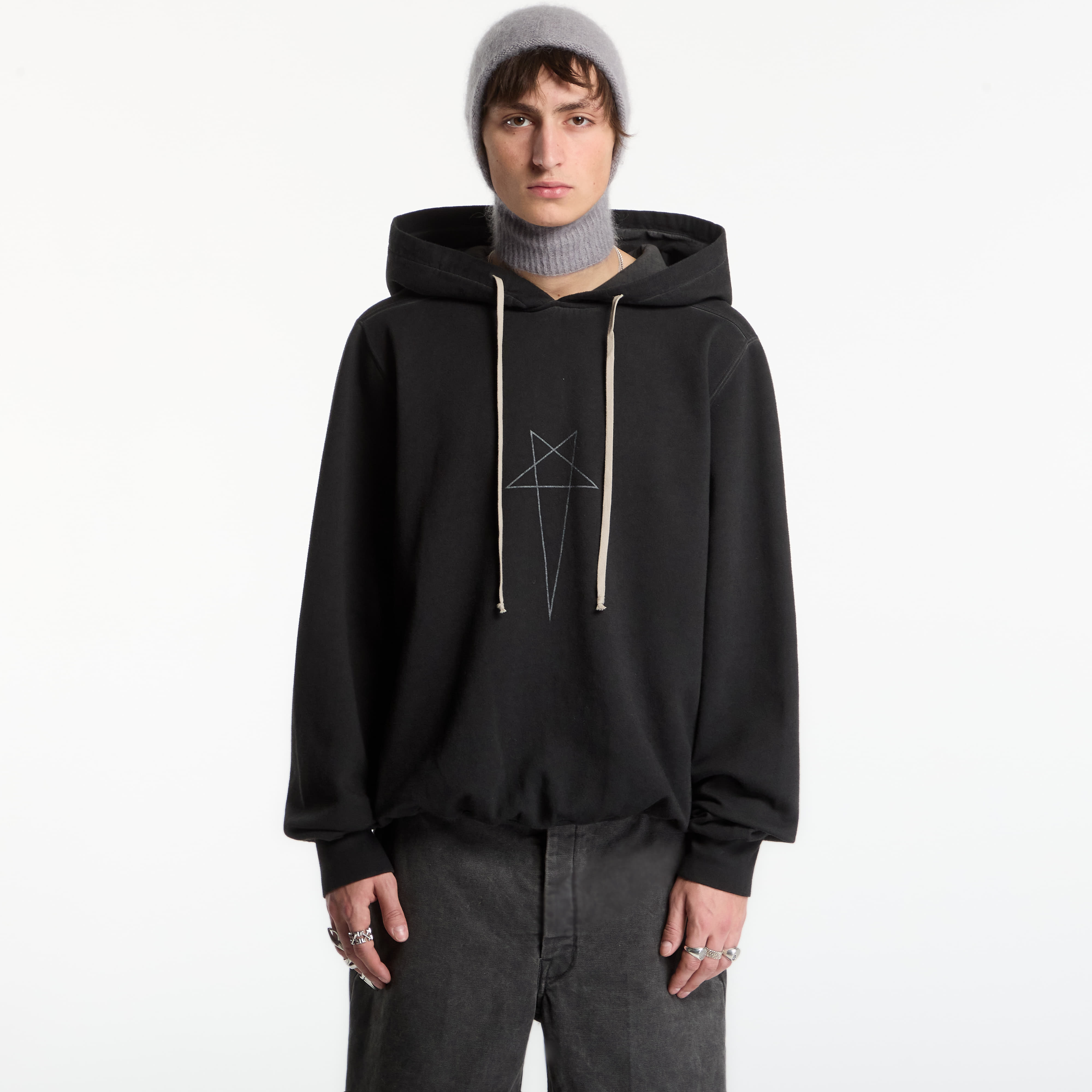 Суитшърт Rick Owens DRKSHDW Oversized Hoodie Faded Black/ Silver L