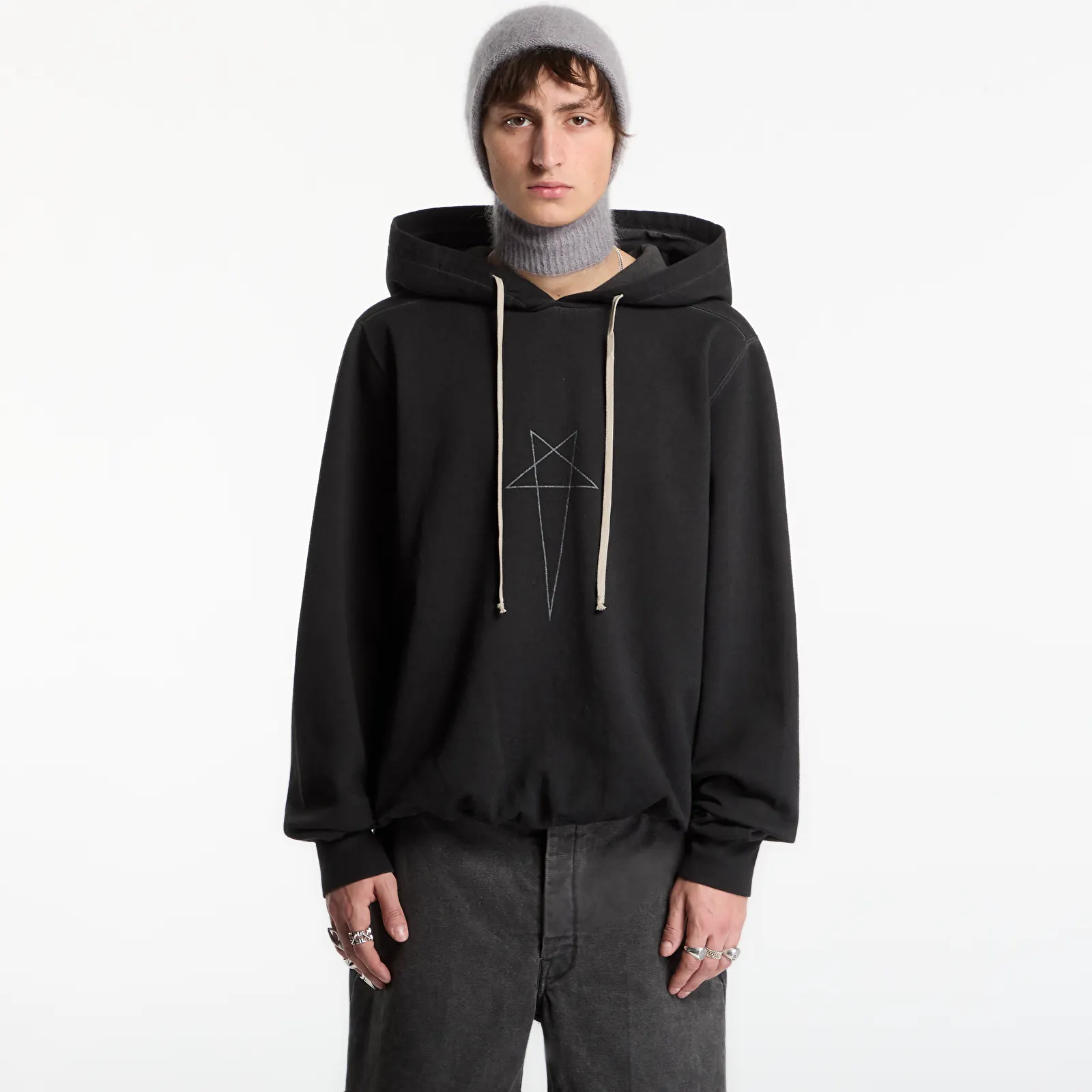 Mikiny Rick Owens DRKSHDW Oversized Hoodie Faded Black/ Silver
