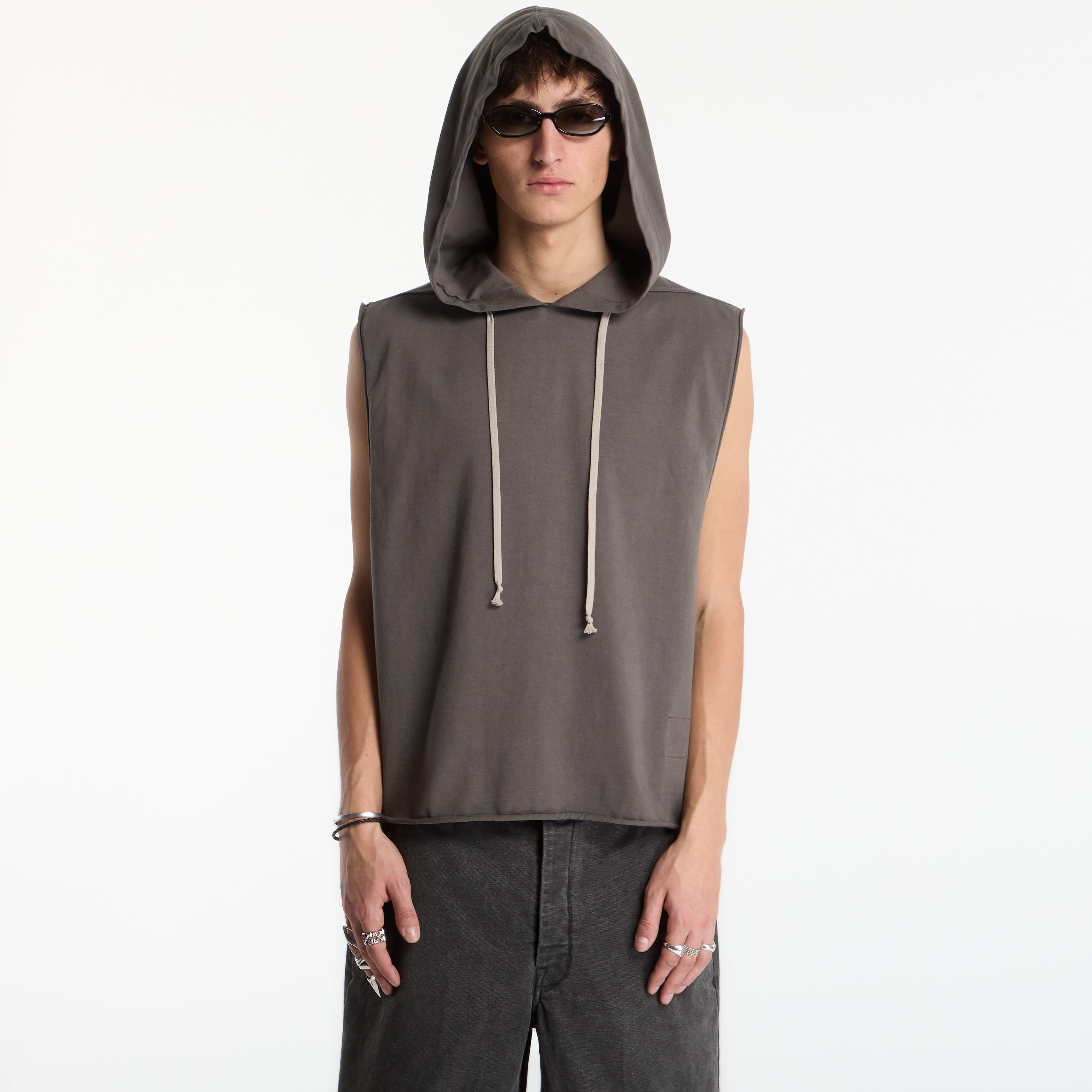 Тениска Rick Owens DRKSHDW Hooded Tunic Gravel S