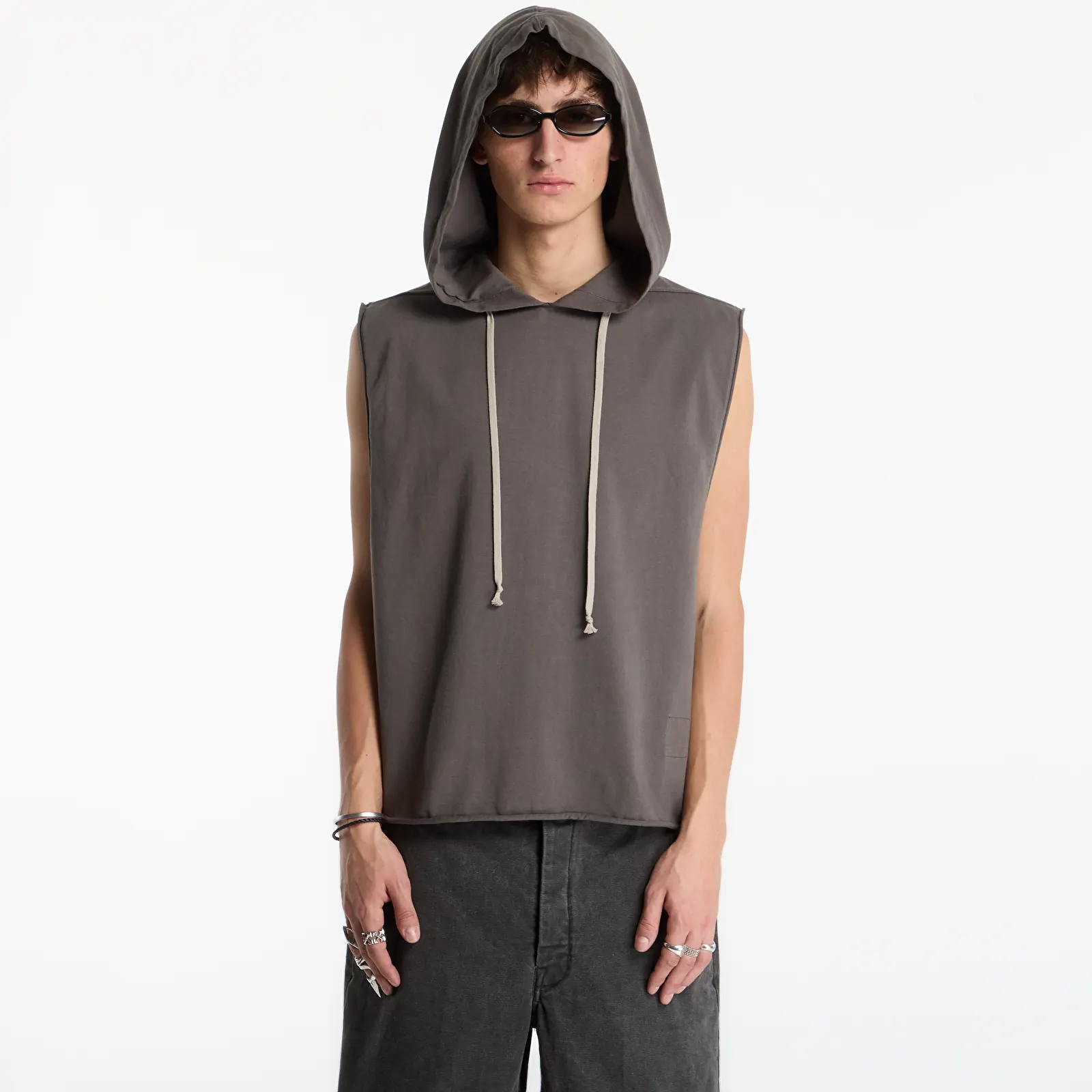 Tričká Rick Owens DRKSHDW Hooded Tunic Gravel