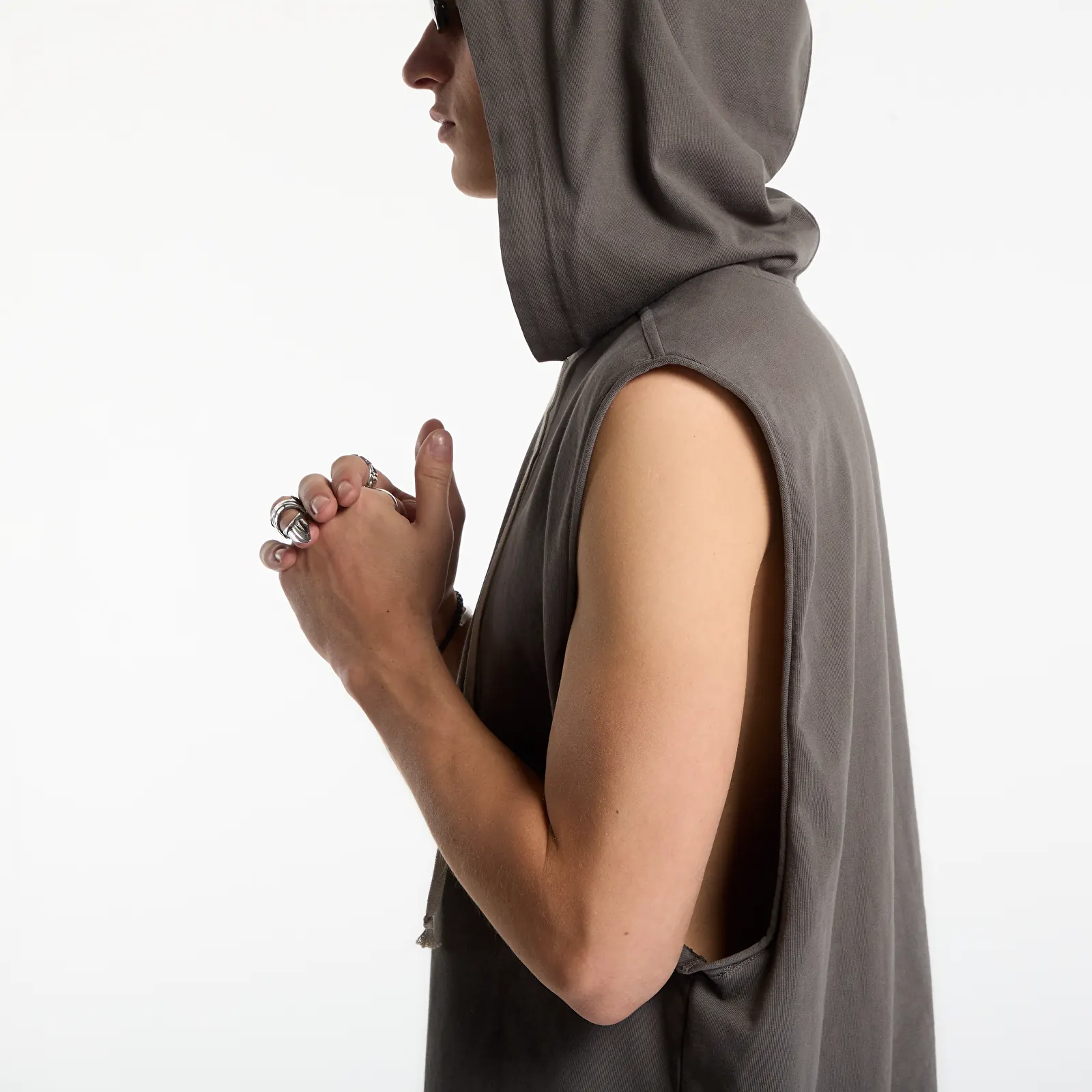 Tričká Rick Owens DRKSHDW Hooded Tunic Gravel