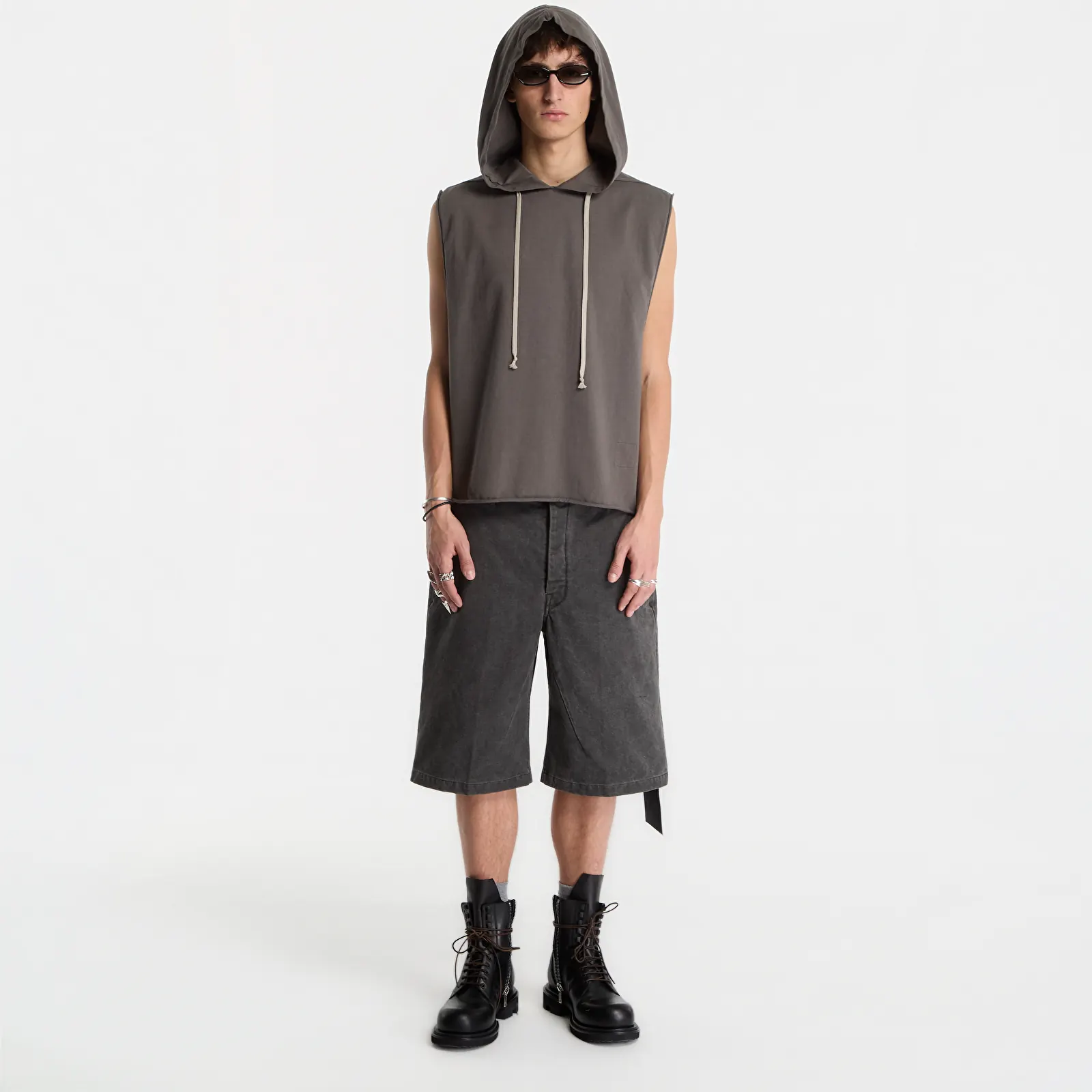 Tričká Rick Owens DRKSHDW Hooded Tunic Gravel