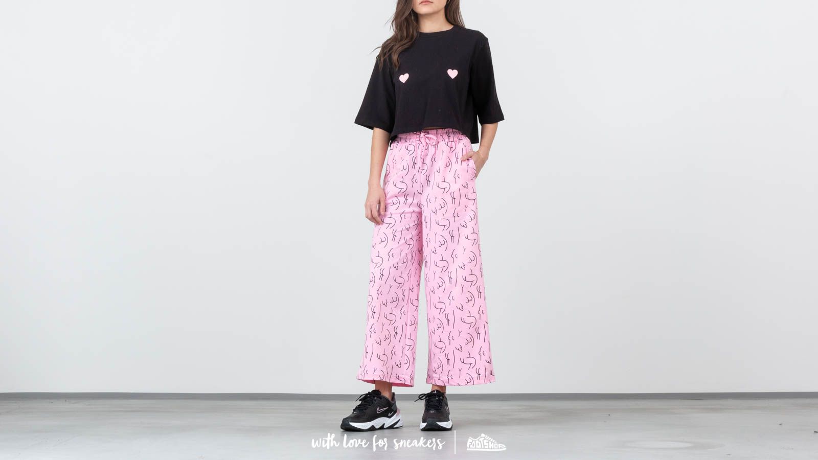 T-shirts Lazy Oaf Naked Crop PJ Set Pink/ Black