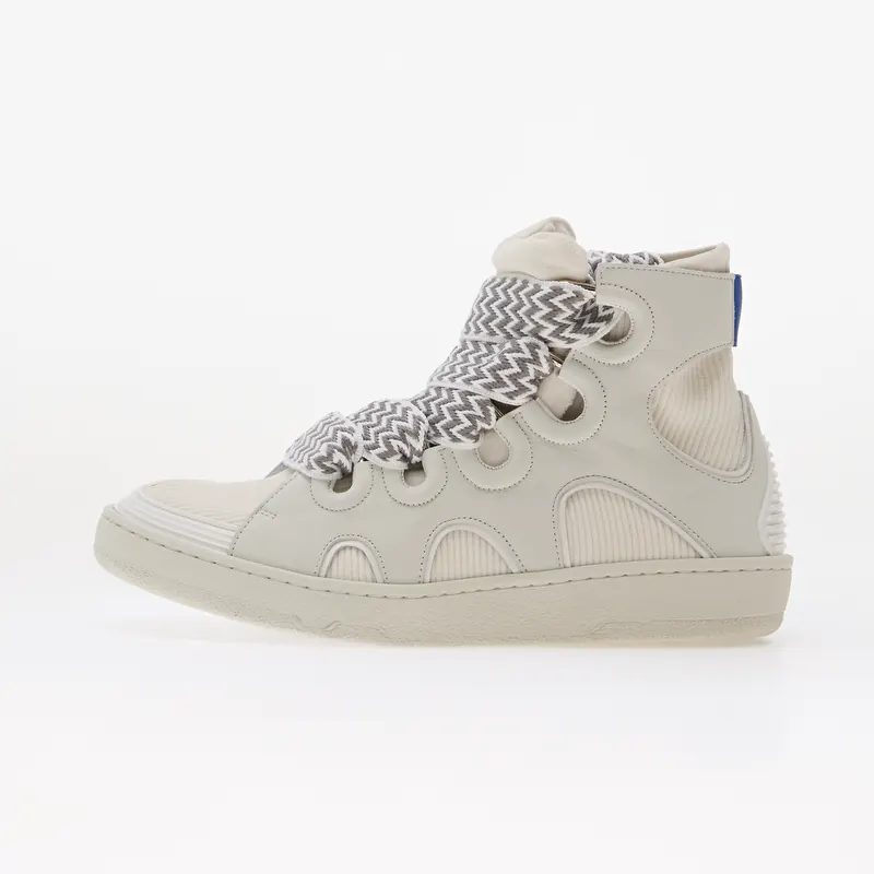 Lanvin High Knitted Curb Sneakers White