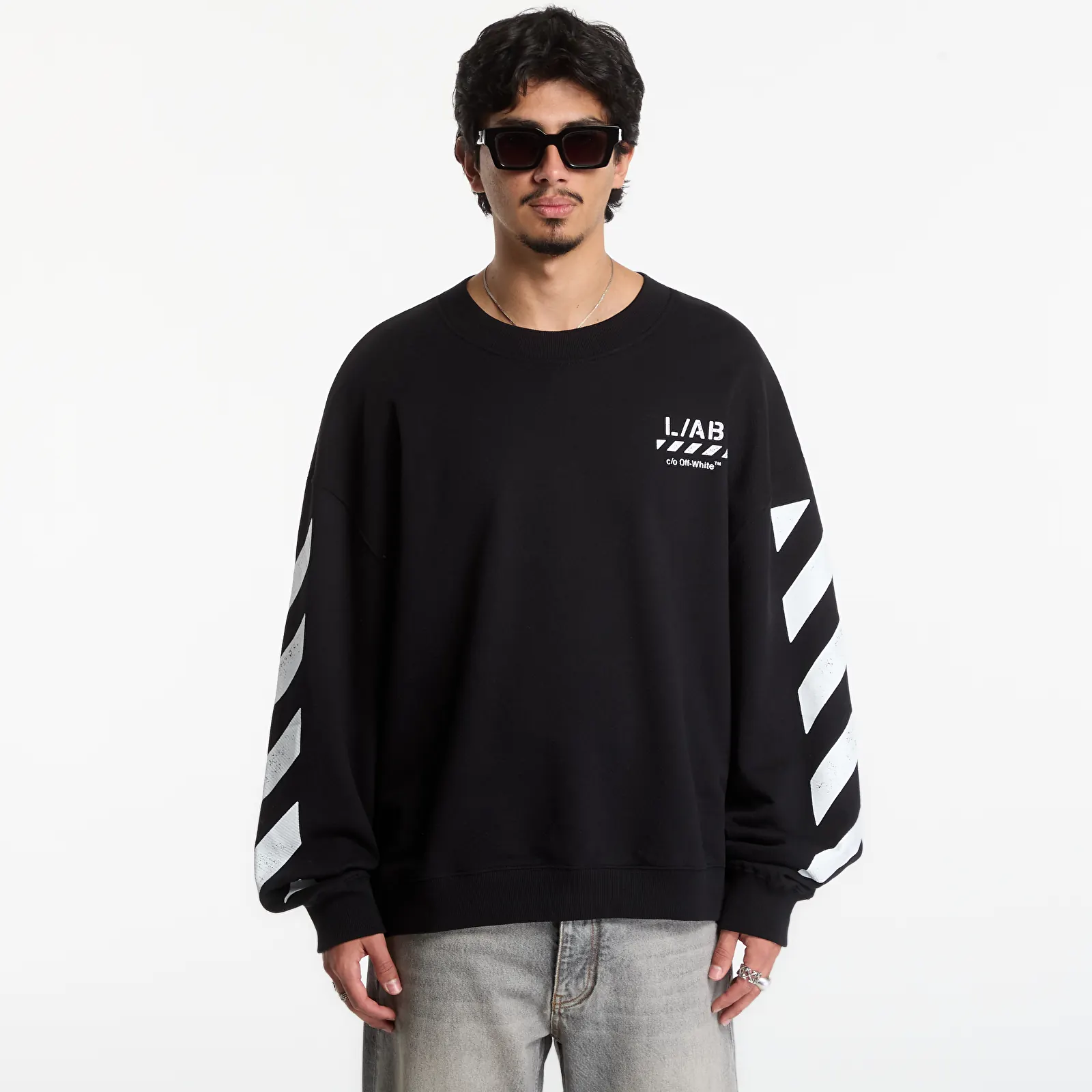 Hoodies voor heren L/AB c/o Off-White™ Diag Crew Neck Sweatshirt Black