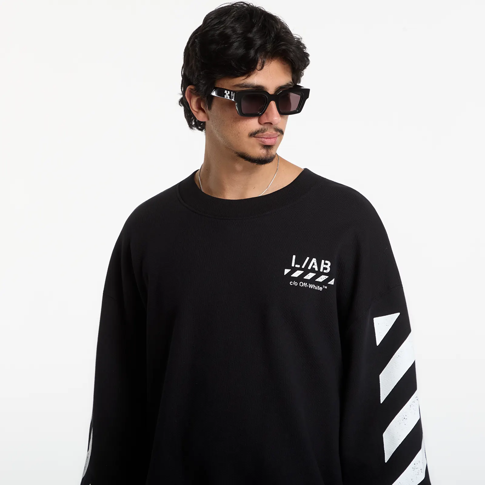 Hoodies voor heren L/AB c/o Off-White™ Diag Crew Neck Sweatshirt Black