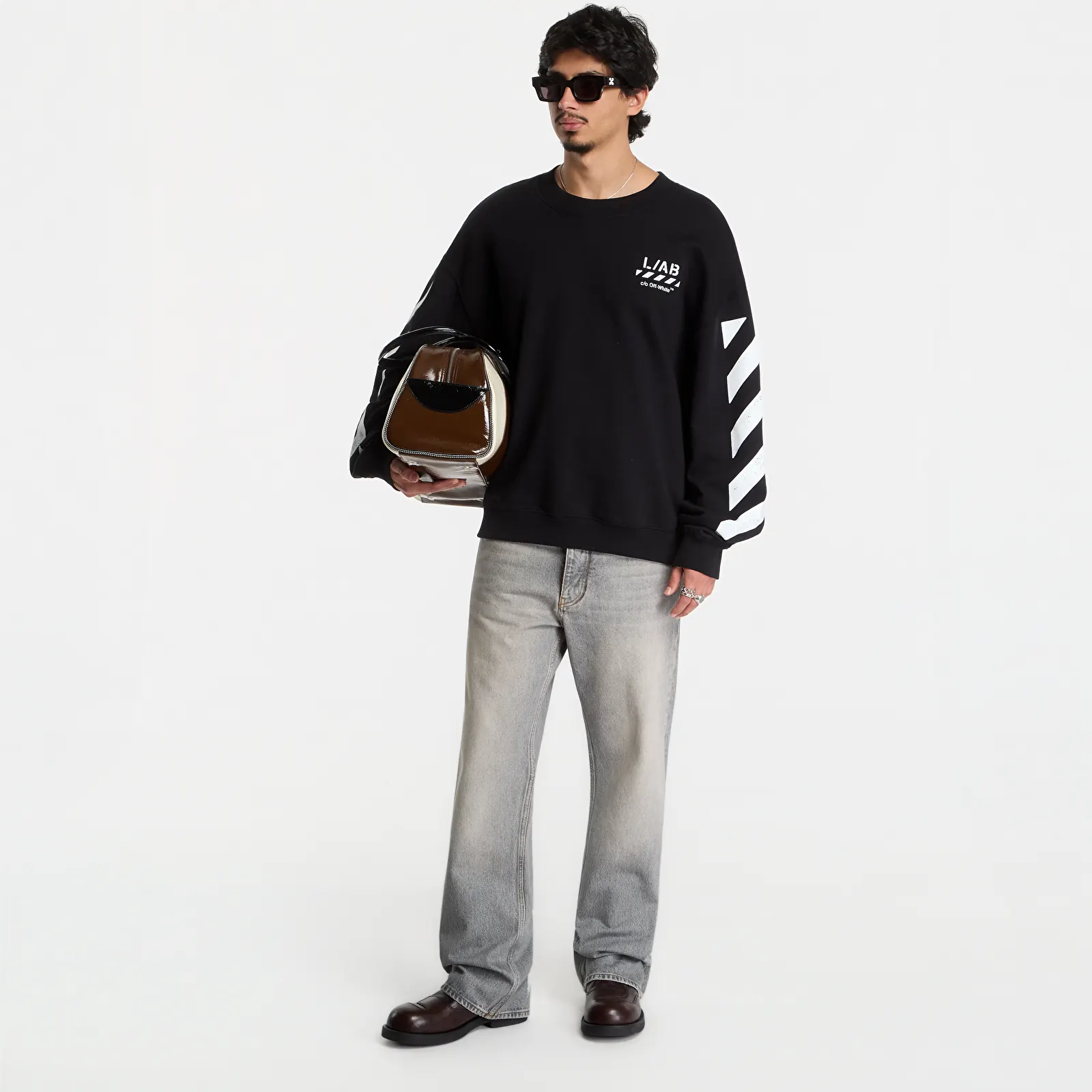 Hoodies voor heren L/AB c/o Off-White™ Diag Crew Neck Sweatshirt Black