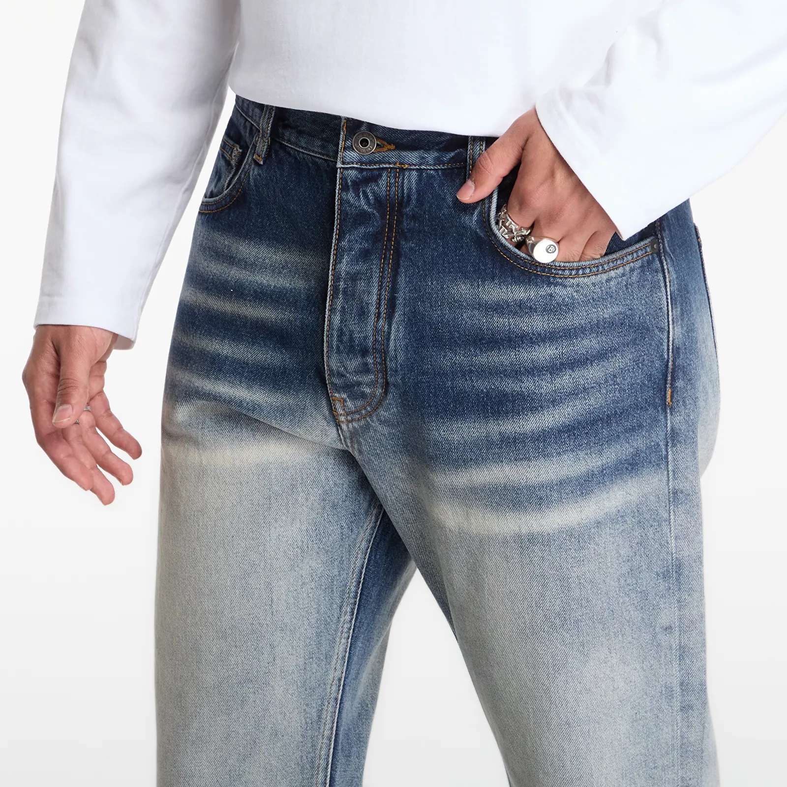 Jeans Off-White Half Arrow Slim Relax Jeans Ombre Bleach Blue