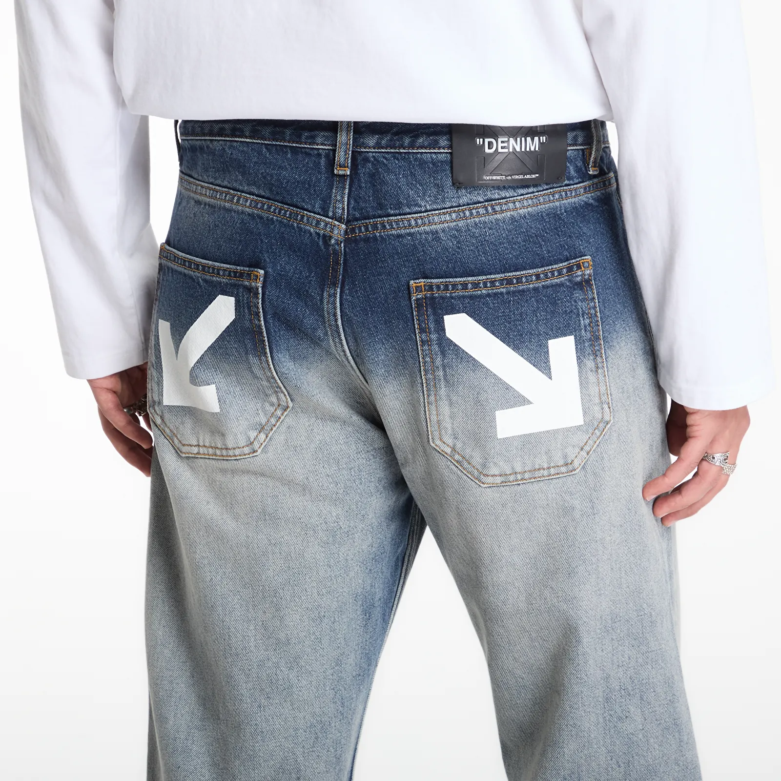 Jeans Off-White Half Arrow Slim Relax Jeans Ombre Bleach Blue
