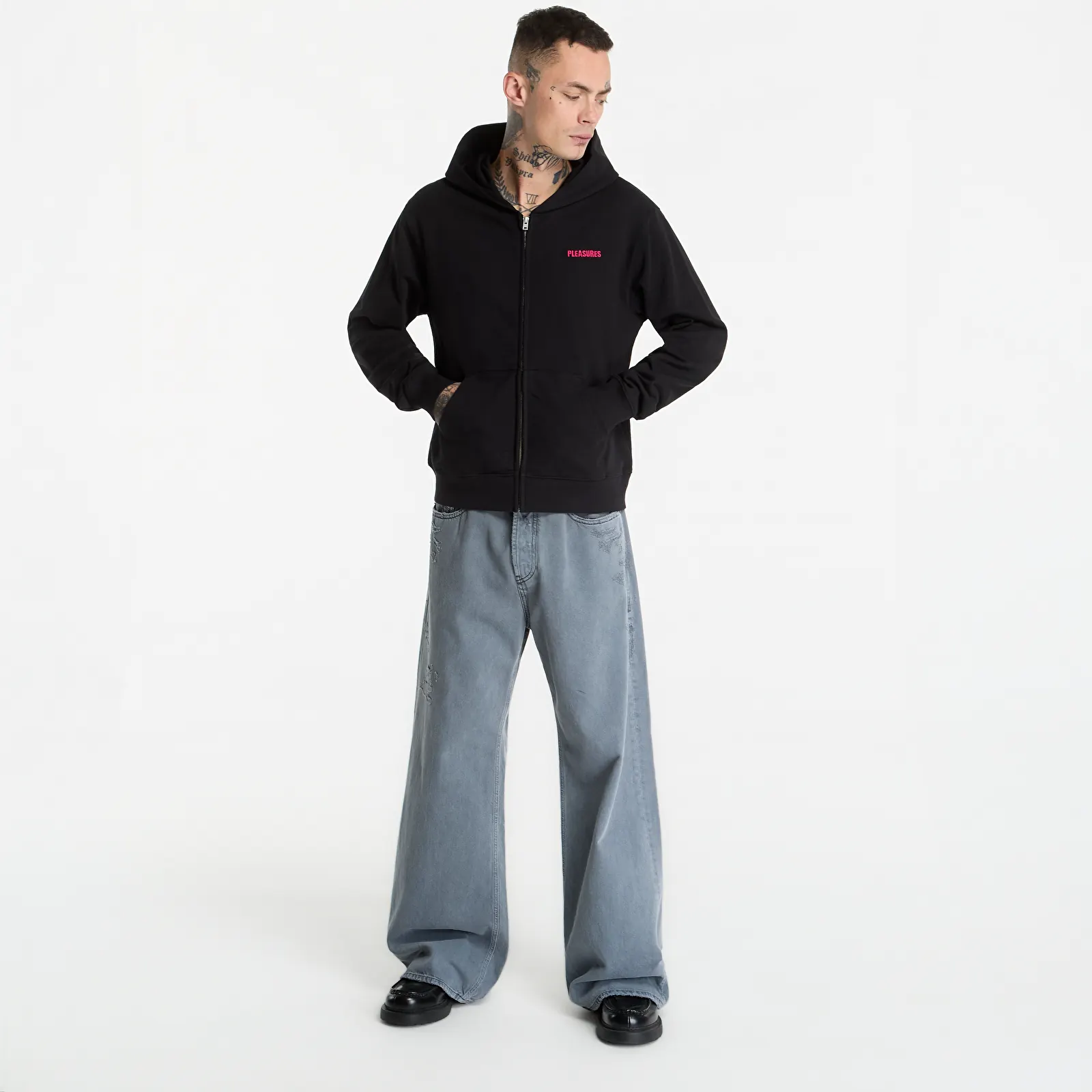 Hoodies and sweatshirts  PLEASURES Spiders Fitted Zip Hoodie Black