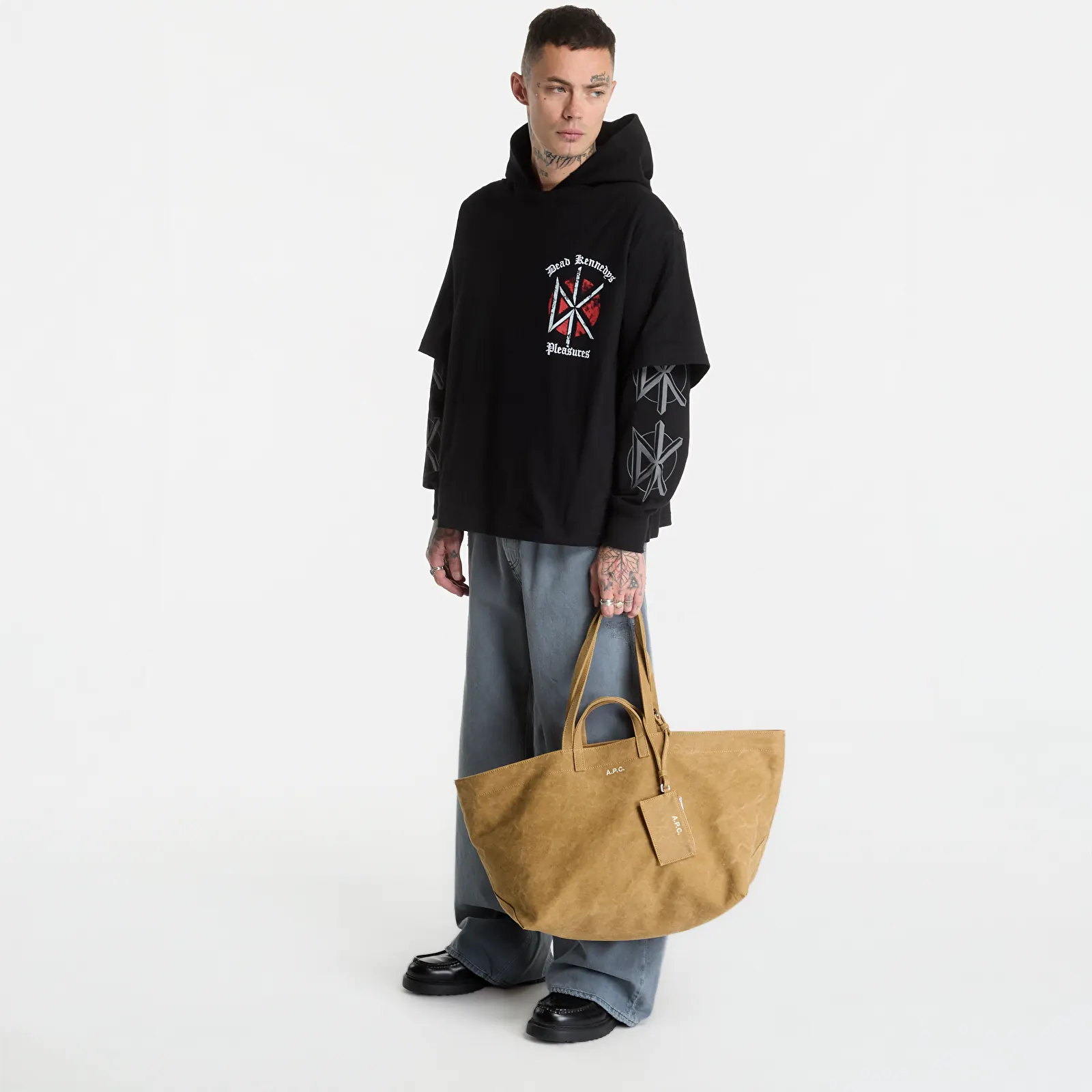 Džemperiai su gobtuvais ir džemperiai PLEASURES Kennedys Layered Hoodie Black