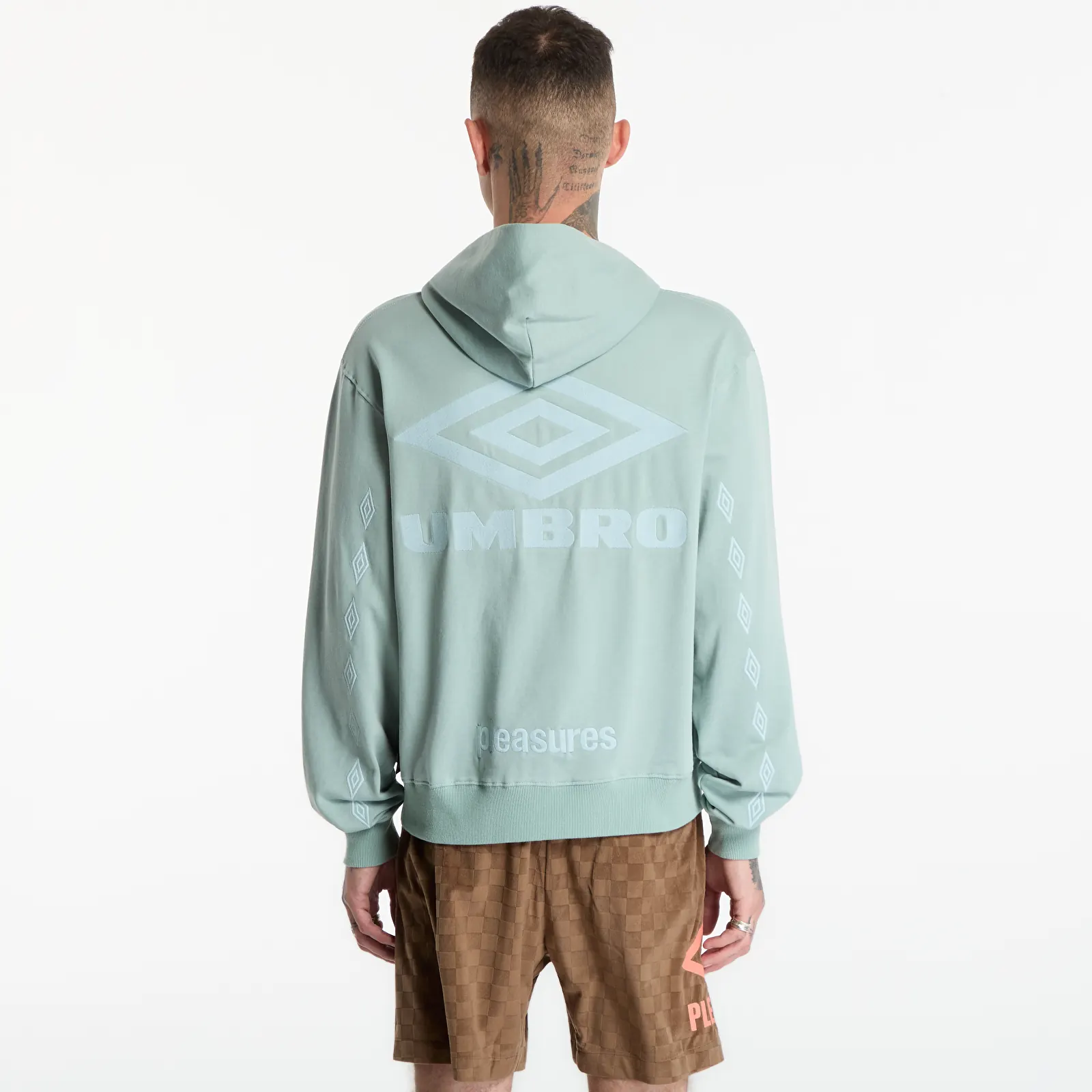 Puloverji   PLEASURES x Umbro Diamonds Zip Fitted Hoodie Sage