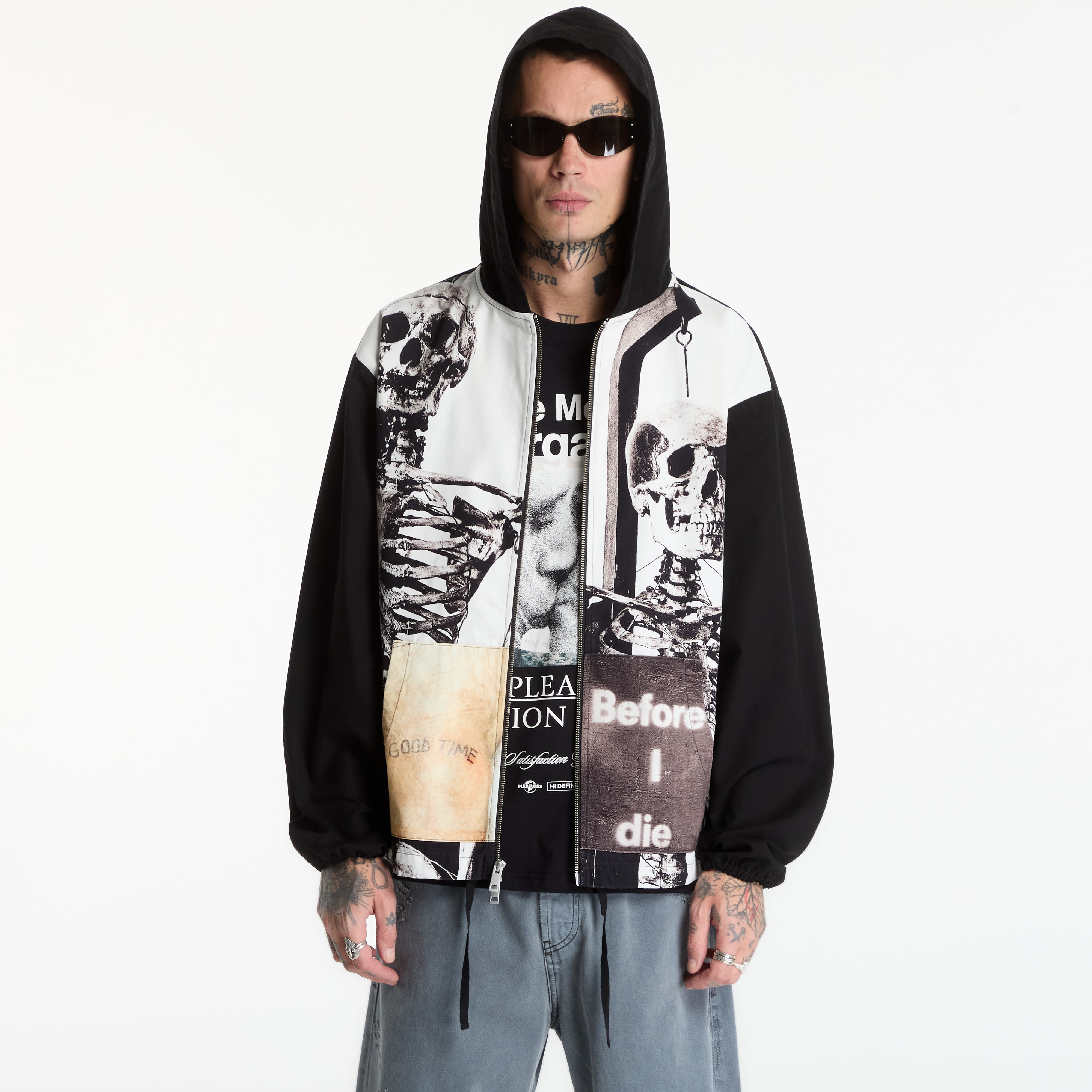 Суитшърт PLEASURES Good Time Zip Poncho Hoodie Black XXL