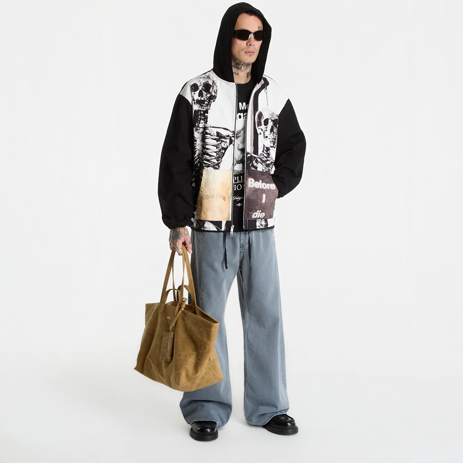 Sweats à capuche homme PLEASURES Good Time Zip Poncho Hoodie Black