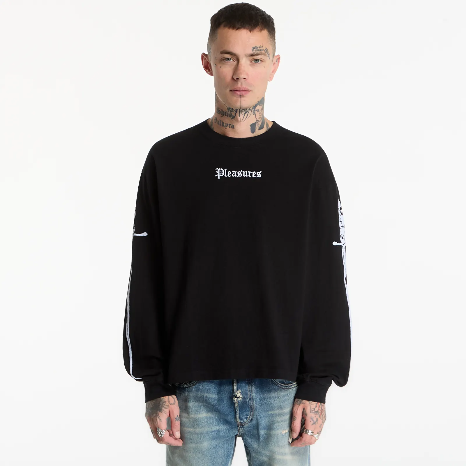 T-Shirts PLEASURES Luster Heavyweight Long Sleeve Black