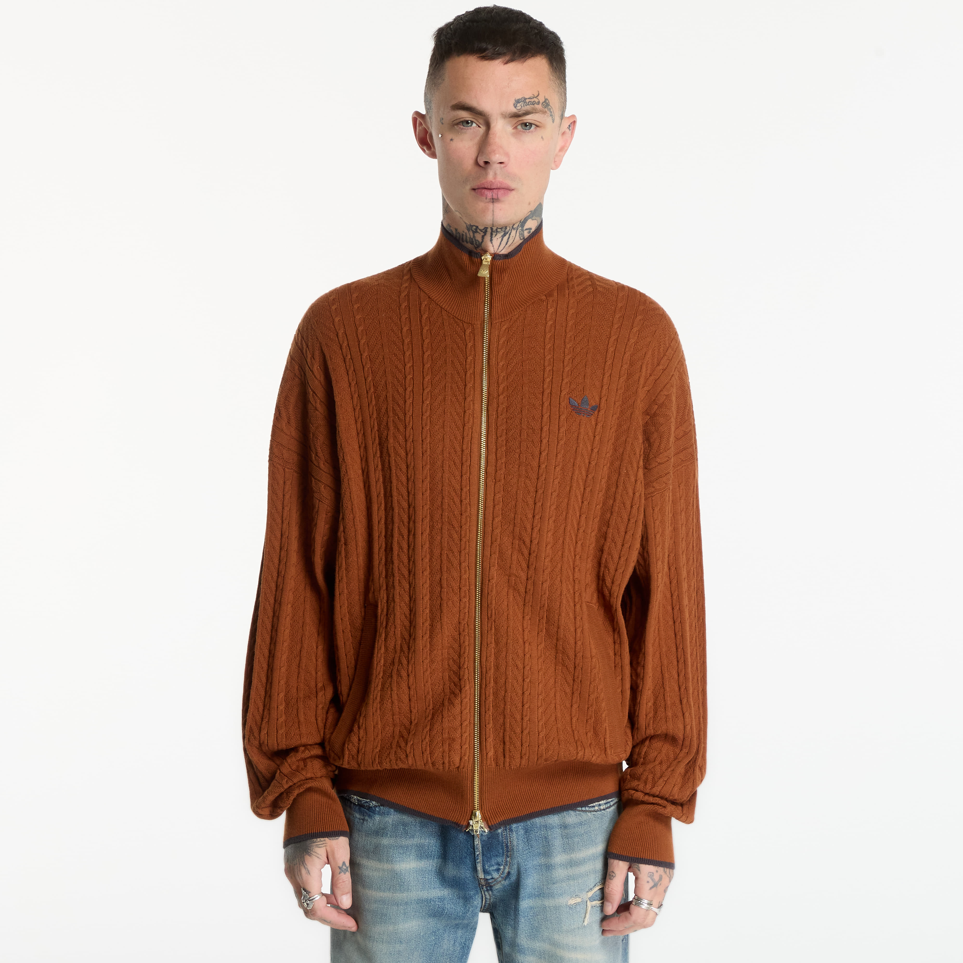 Пуловер adidas Firebird Cable Knit Track Top Dusky Bronze M