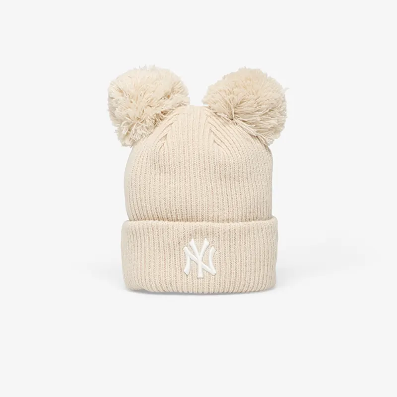 Шапка New Era Knit Medium MLB Double Pom Beanie New York Yankees Stone