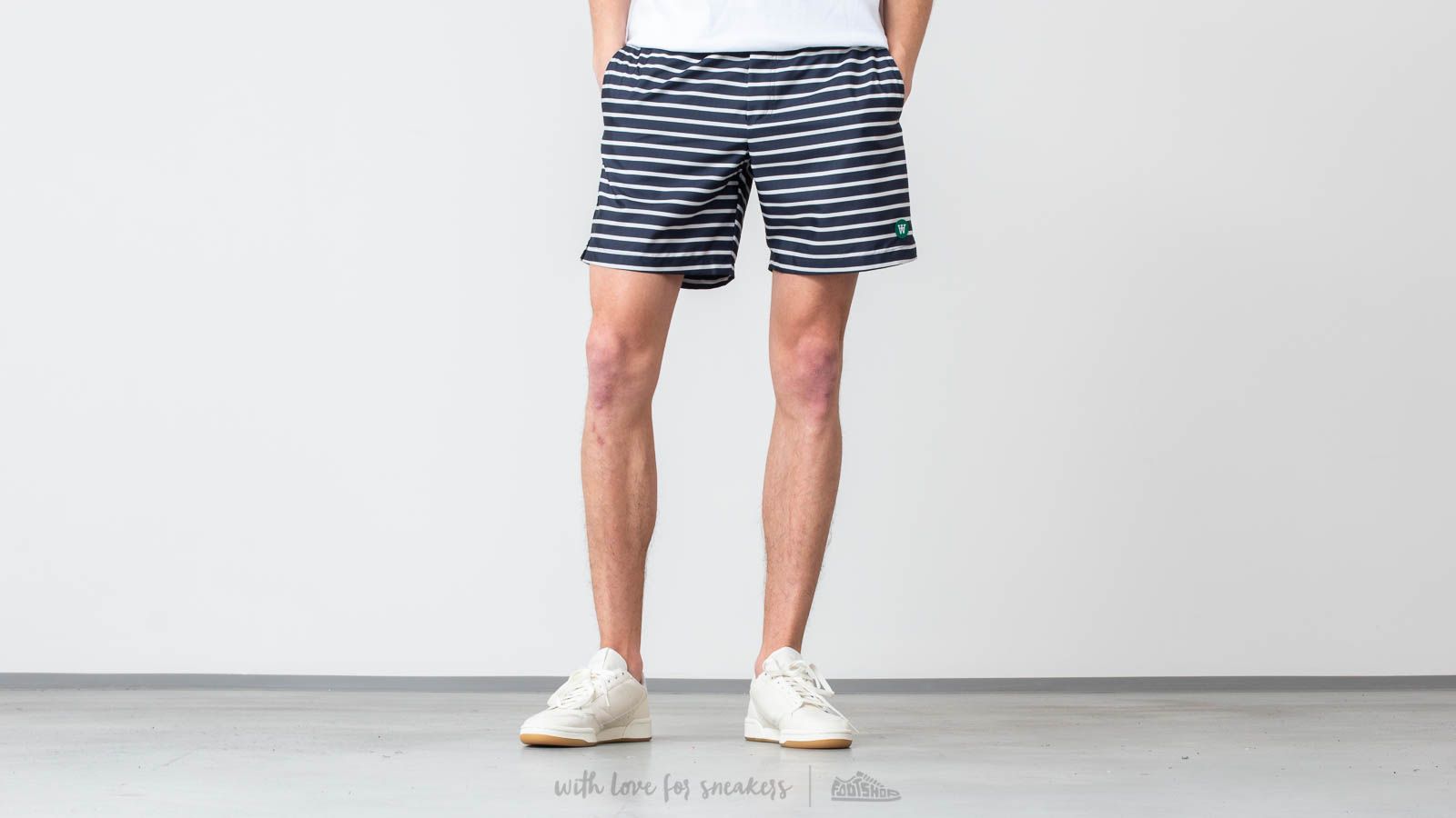Shorts WOOD WOOD Roy Swim Shorts Navy/ Off White Stripe