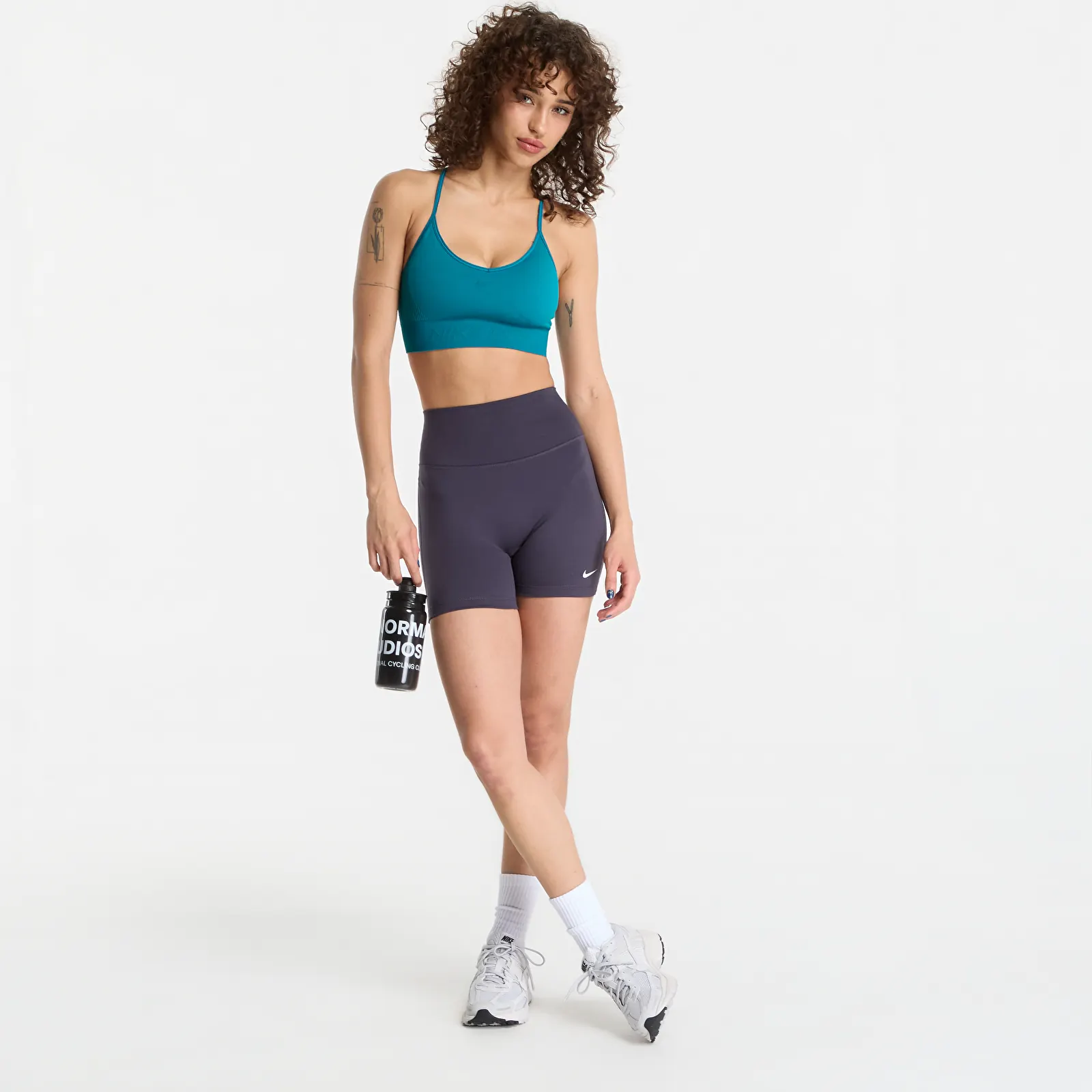 Shorts Nike One High-Waisted 5 Biker Shorts Gridiron/ White