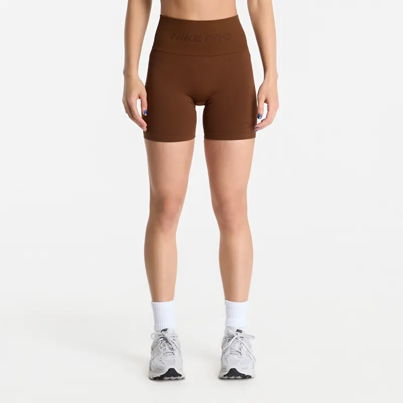 Kurze Hosen Nike Pro Seamless Dri-FIT High-Waisted 5 Biker Shorts Cacao Wow