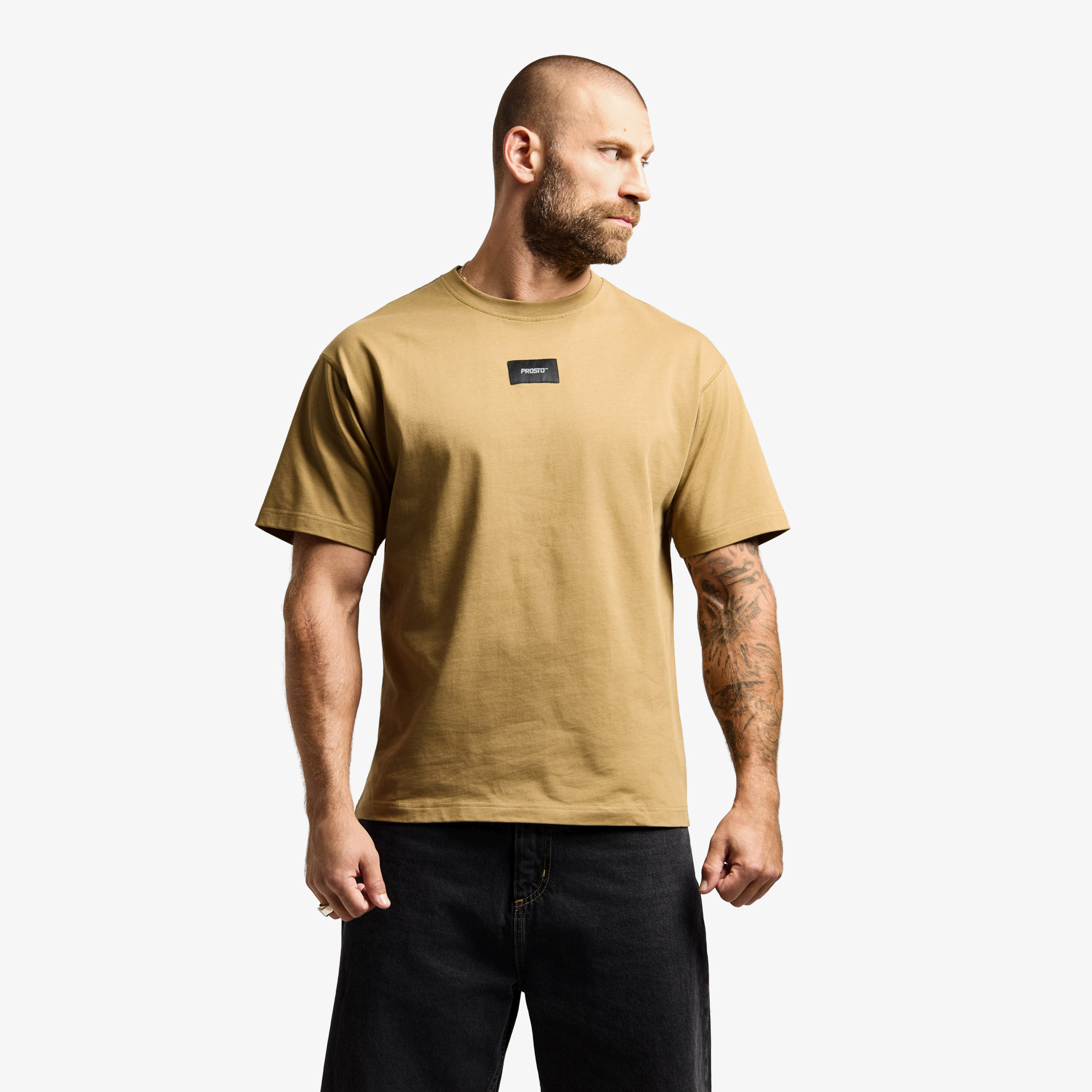 T-shirt Prosto T-shirt Jacquard Label Camel Beige L