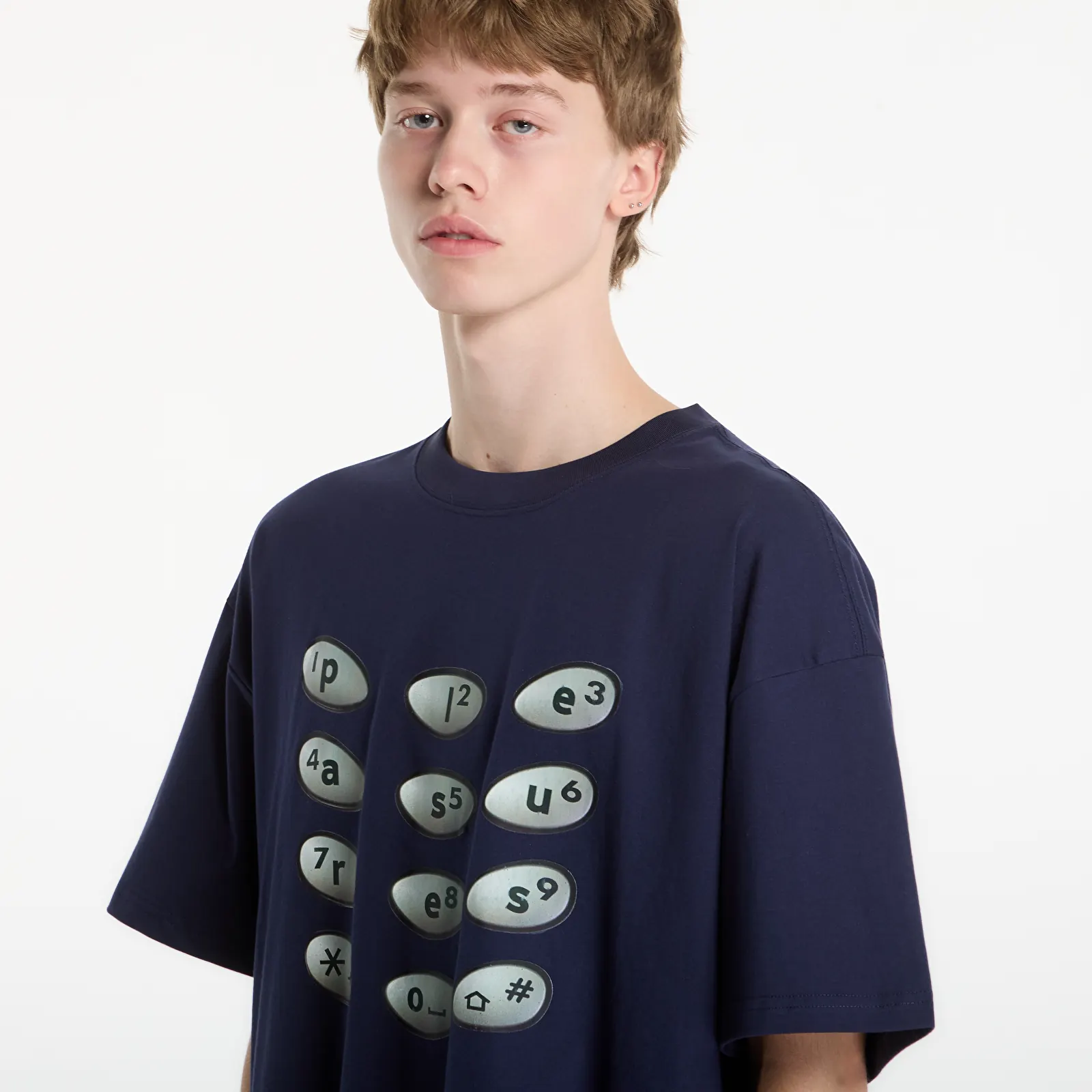 Men's T-shirts PLEASURES Buttons T-Shirt Navy
