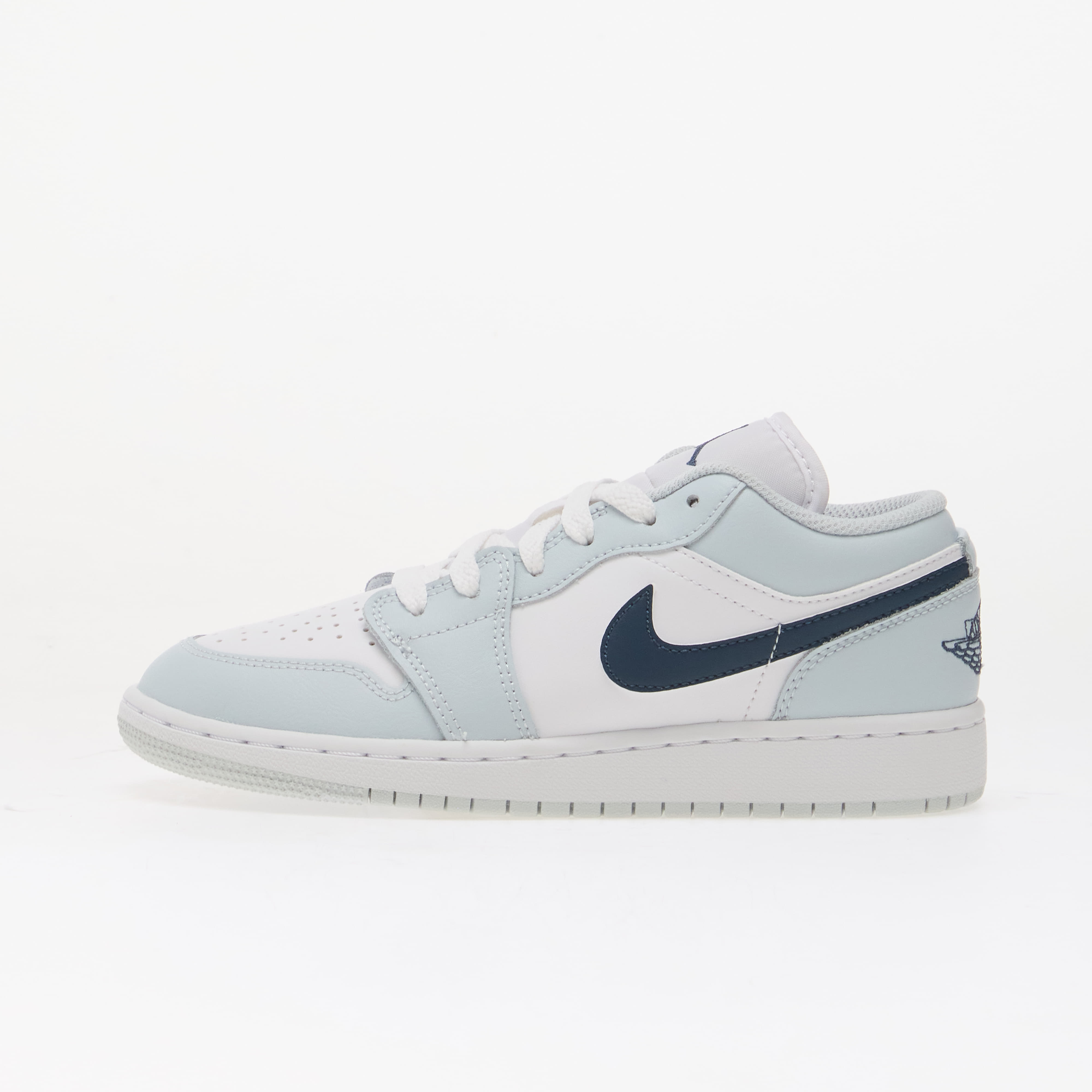 Air Jordan 1 Low Kids White/ Squadron Blue-Aura 7Y